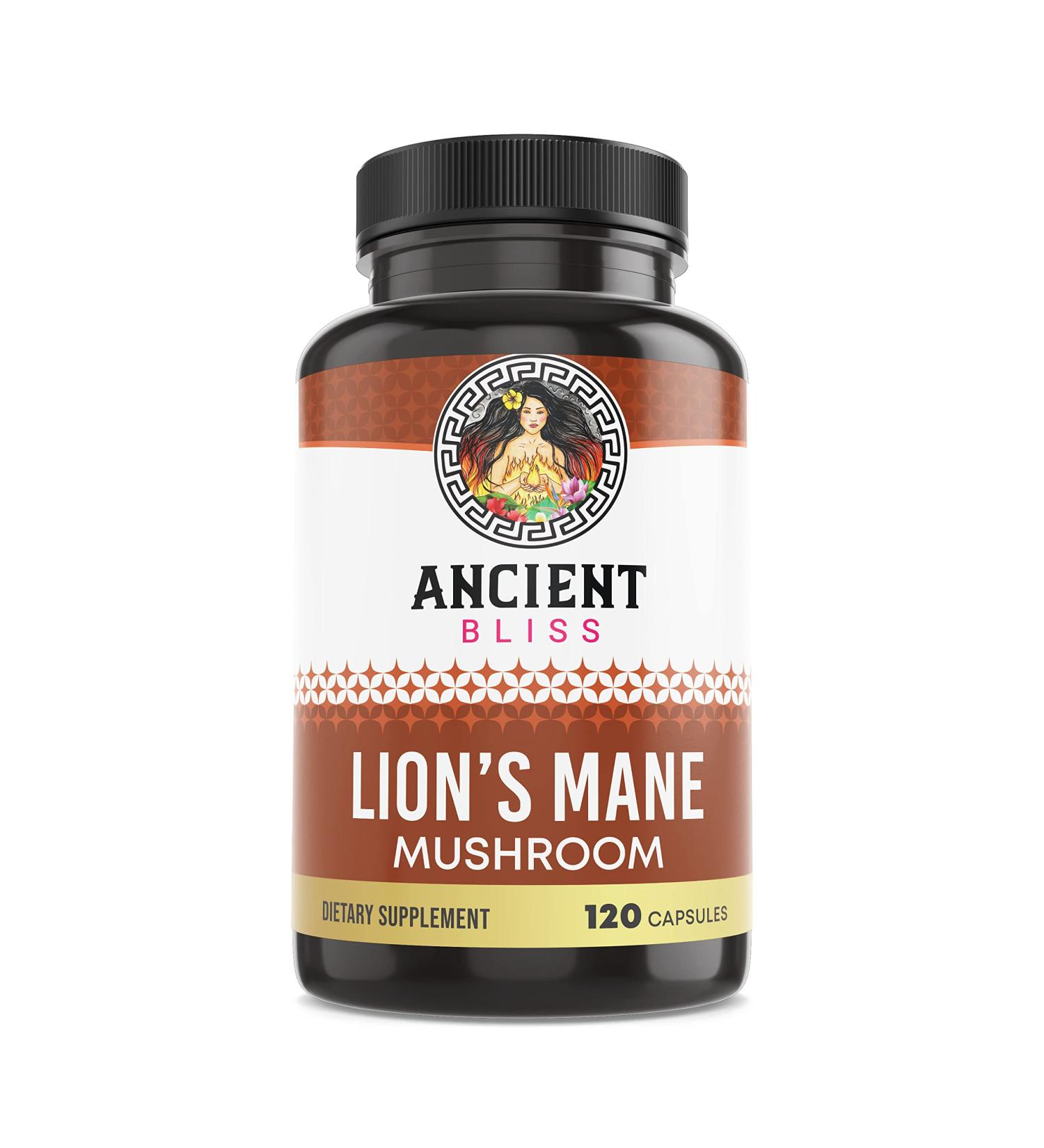 Ancient Bliss Lion's Mane Supplement - 120 Vegan Mushroom Capsules - Buy Online on GoSupps.com