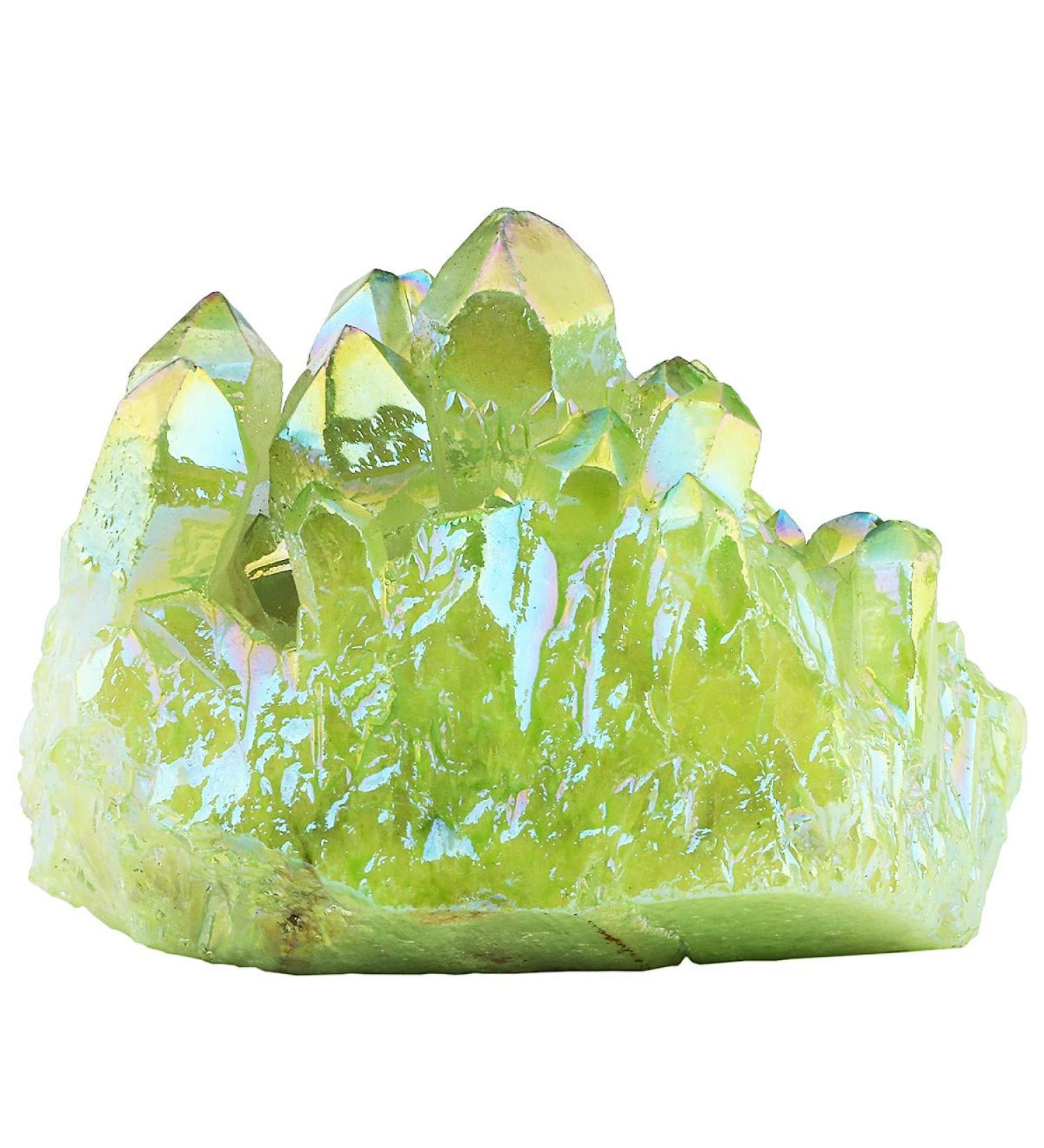 Kyeygwo Natural Mountain Crystal Titanium Coated Quartz Cluster - Irregular Fluorescent Green Healing Reiki Stone Decoration | 30-70 mm - Buy Online on GoSupps.com