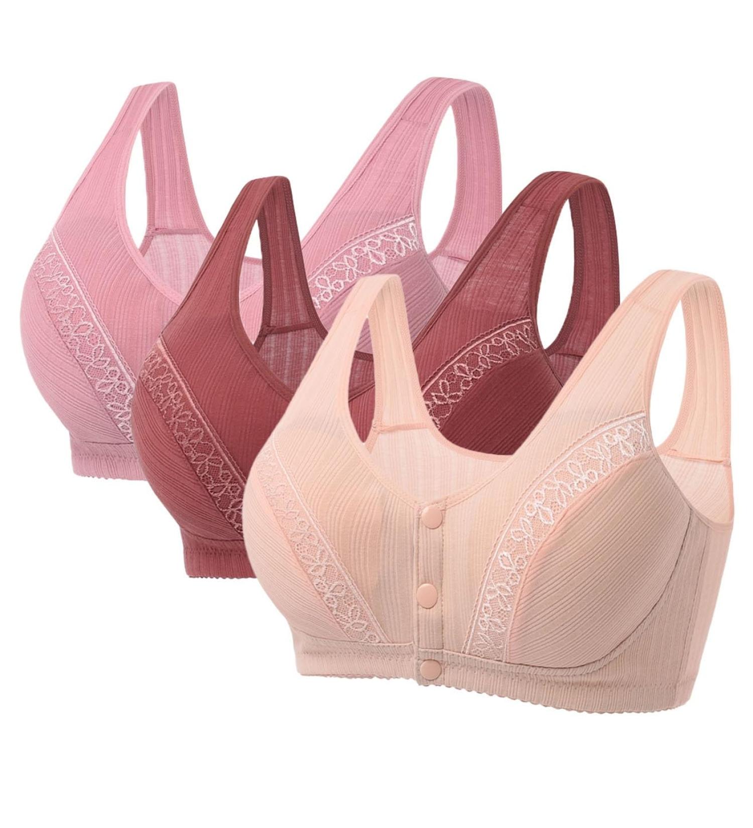 XWSM 3-Pack Front Closure Vests for Older Women - Ultra-Comfort Cotton Bralettes (36/80ABC D) - Perfect for Moms & Seniors - International Shipping Available - Buy Online on GoSupps.com