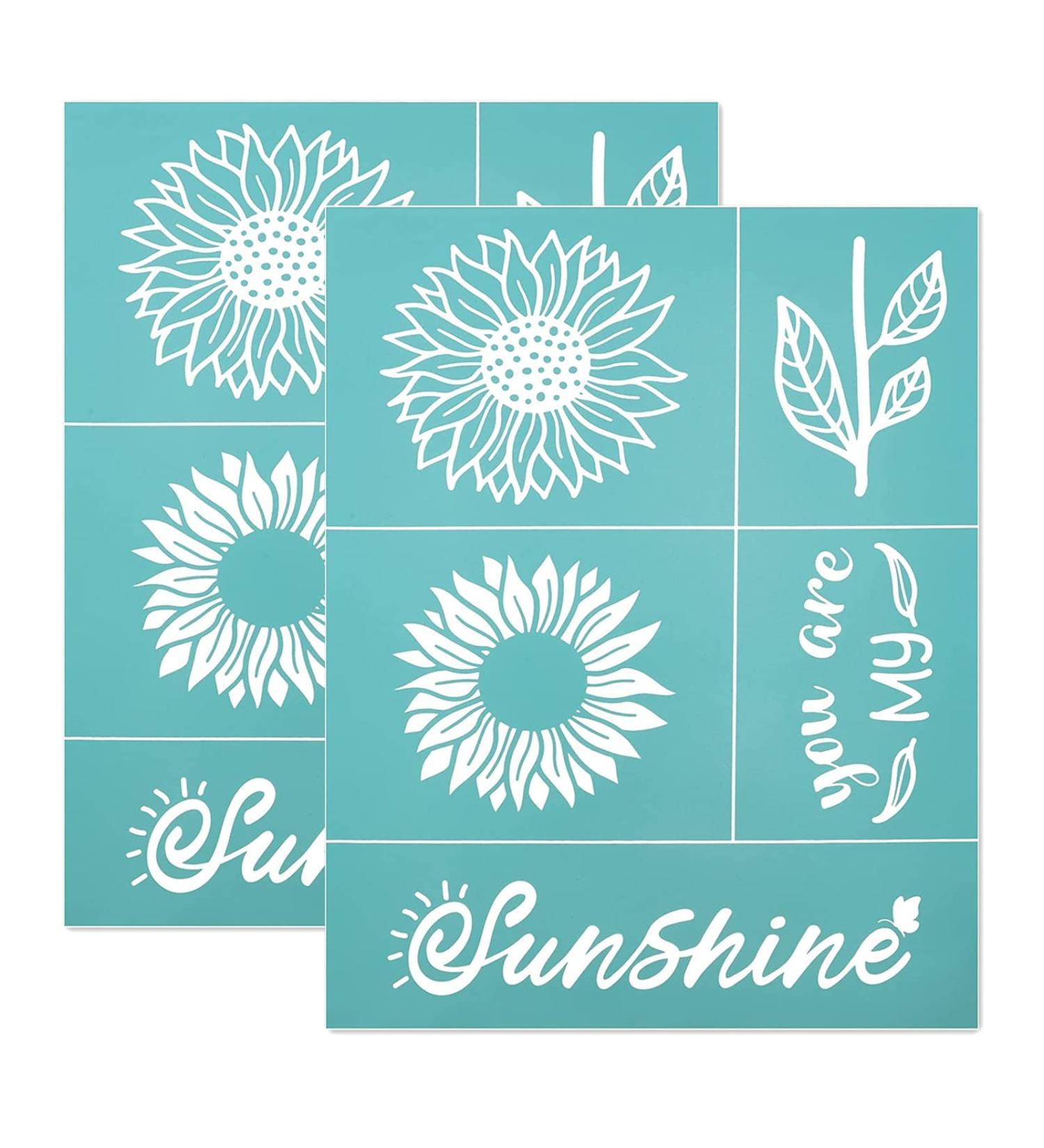 OLYCRAFT 2pcs Self-Adhesive Sunflower Silk Screen Stencils for DIY Fabric Painting - 11x8.5 Inch - Buy Online on GoSupps.com