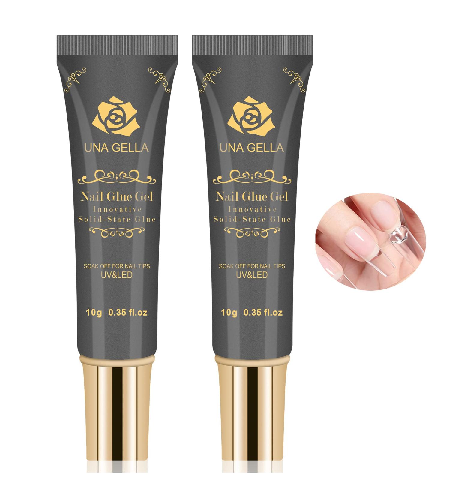 UNA GELLA Solid Nail Glue Gel 20ml | Super Strong Acrylic Nails Extension Adhesive | Lamp Curing Needed for Long Lasting Results - Buy Online on GoSupps.com