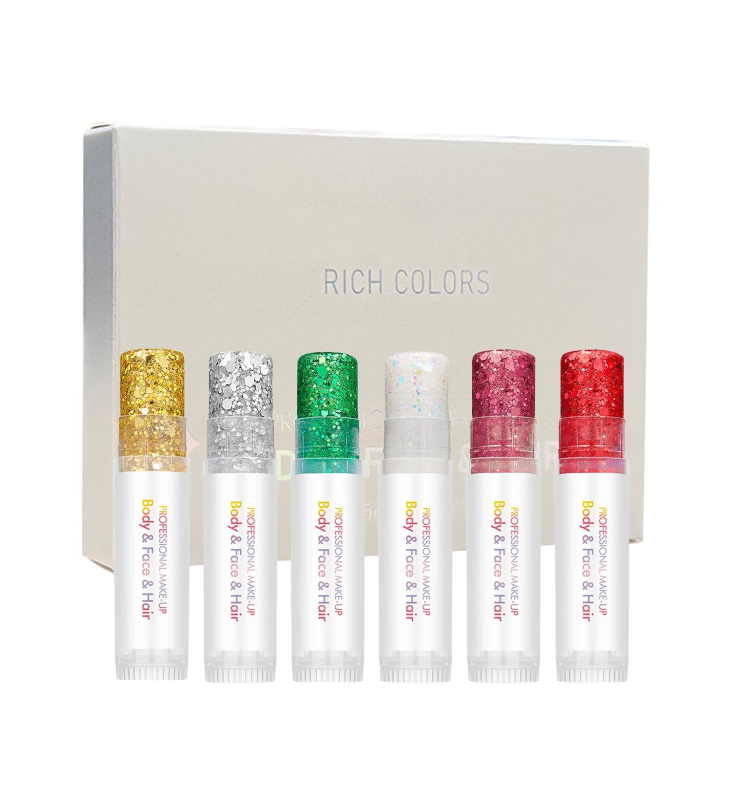 Glitter Body Gel Sparkling Gel with 6 Colors | Face Glitter | For Concerts Parties Clubbing Halloween Carnival Christmas and Fairy Tale Themes - Buy Online on GoSupps.com