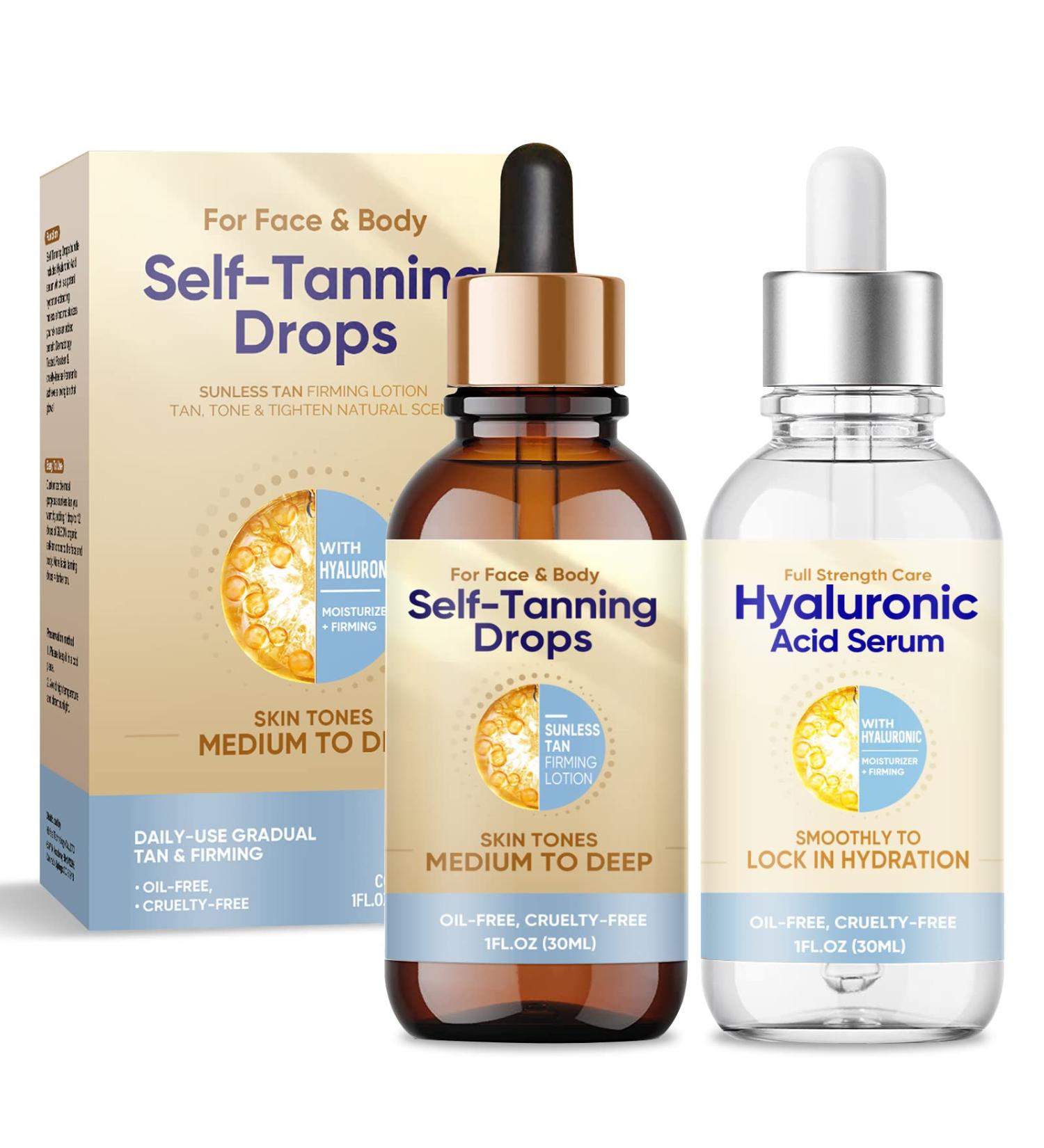 Nature Self Tanner Bronzing Drops with Hyaluronic Acid - Cruelty Free Self Tanner for Face & Body - Fragrance Free Vegan Skincare for Radiant Glow - Buy Online on GoSupps.com