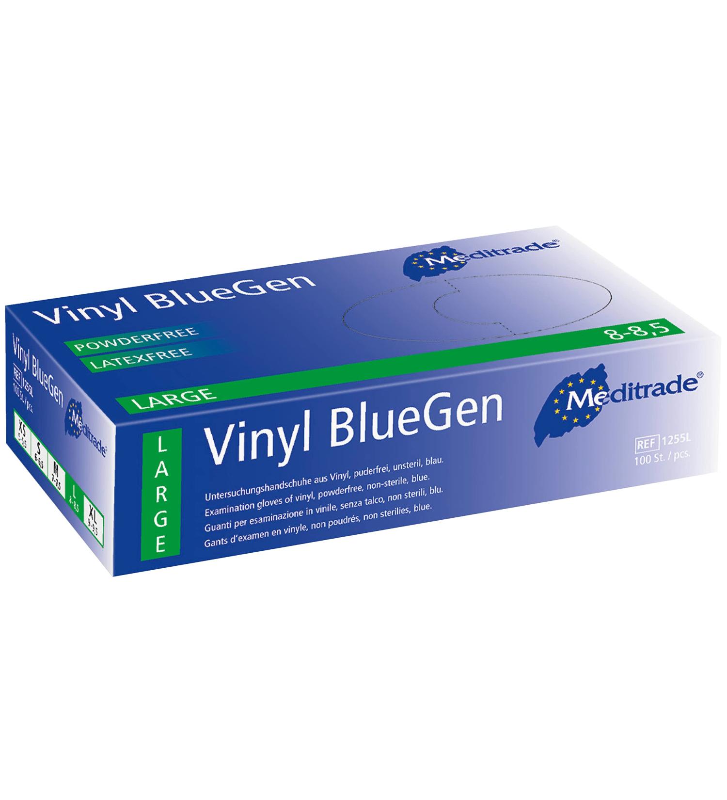 MediTrade BlueGen Large Blue Vinyl Examination Gloves - 100 Count | Non-Sterile & Powder-Free - Buy Online on GoSupps.com
