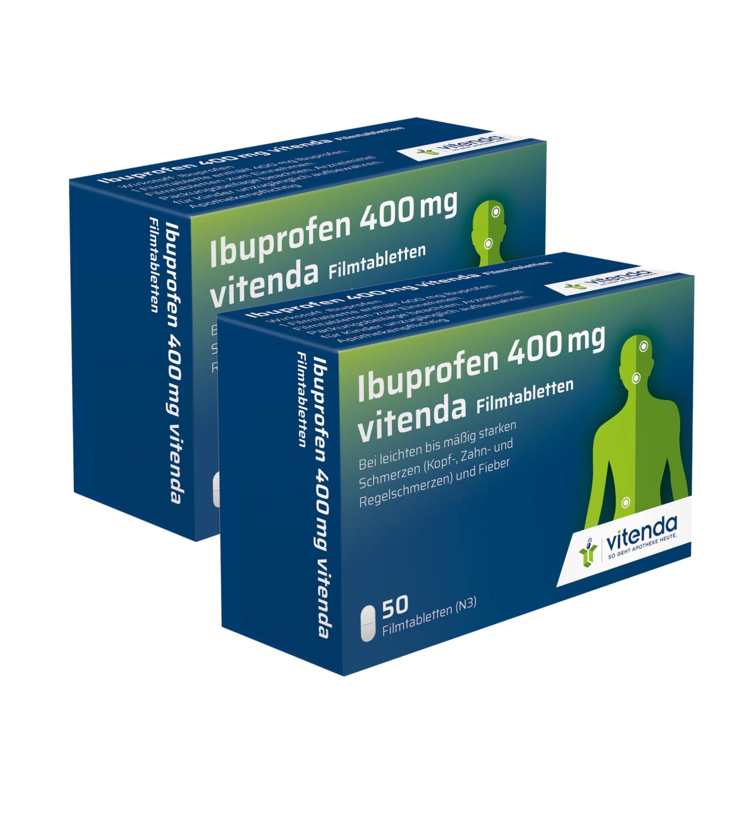 Vitenda Ibuprofen 400mg - Effective Pain & Fever Relief (2x50pcs) - Fast International Shipping - Buy Online on GoSupps.com