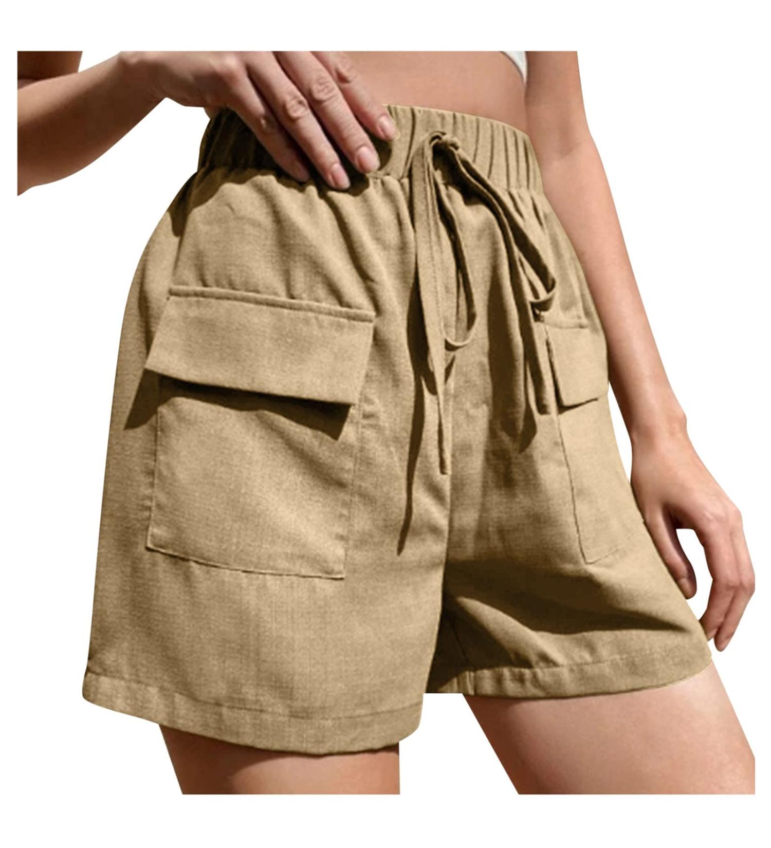 Shop Haiorziyou Ladies' Sport Shorts - Elastic Waistband Running & Jogging Pants Monochrome Wide Leg XL Khaki - Buy Online on GoSupps.com