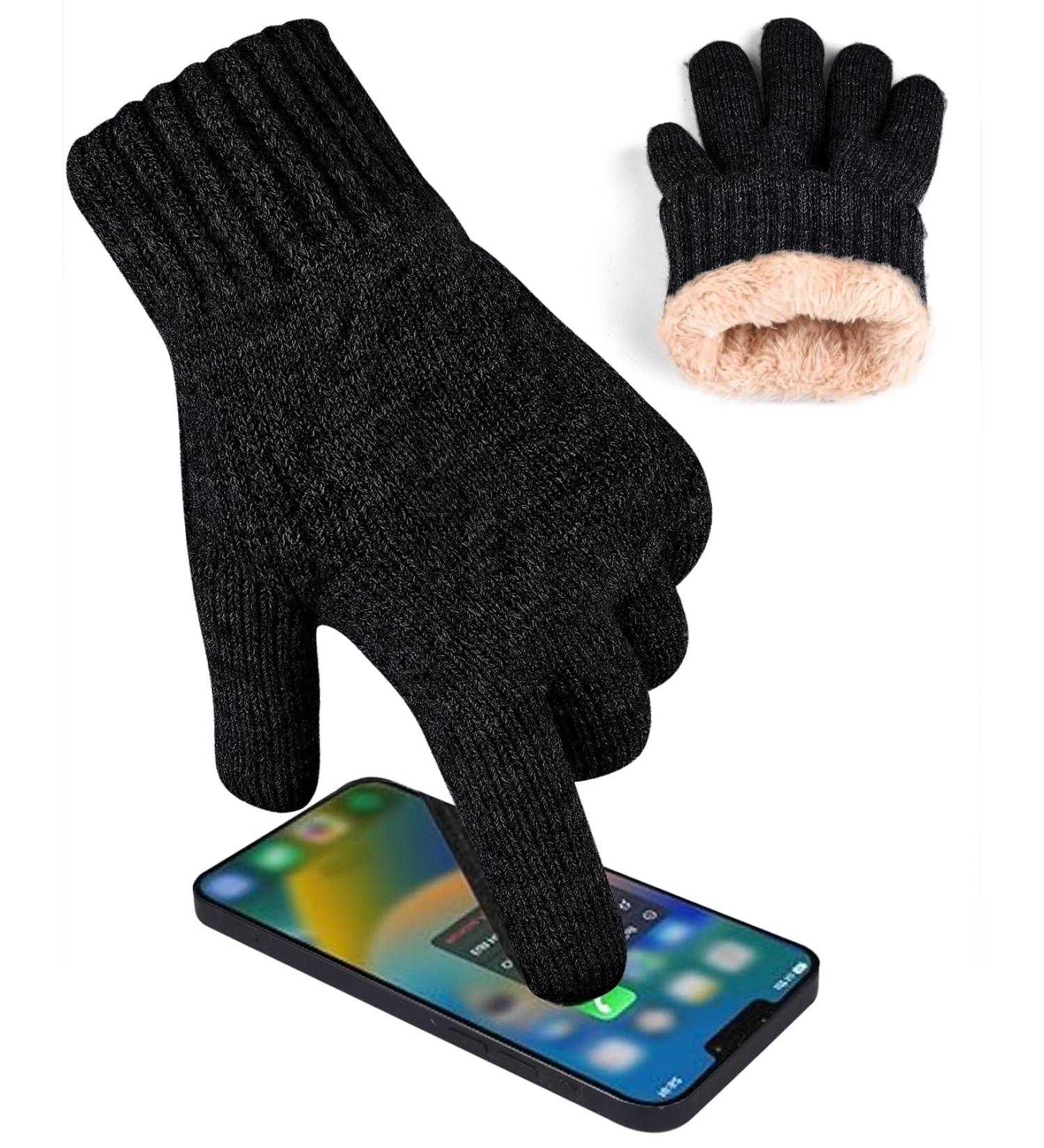 Baonuor Winter Gloves for Men & Women - Thermal Touchscreen Fleece Knitting Gloves for Outdoor Sports & Leisure - Black - Buy Online on GoSupps.com