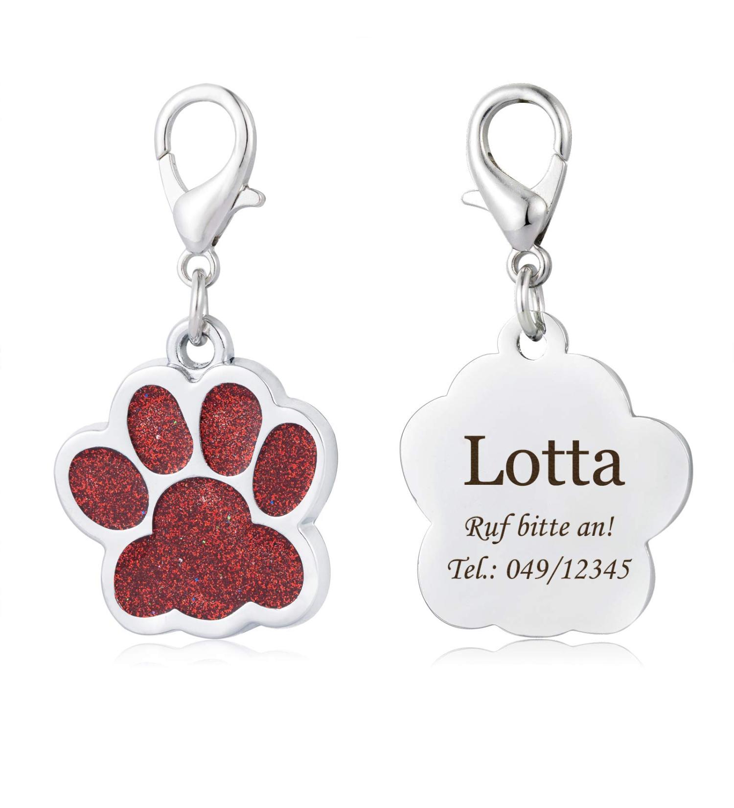 Custom Engraved Dog & Cat ID Tags | Red Paw Print Animal Tags - Shop Now - Buy Online on GoSupps.com