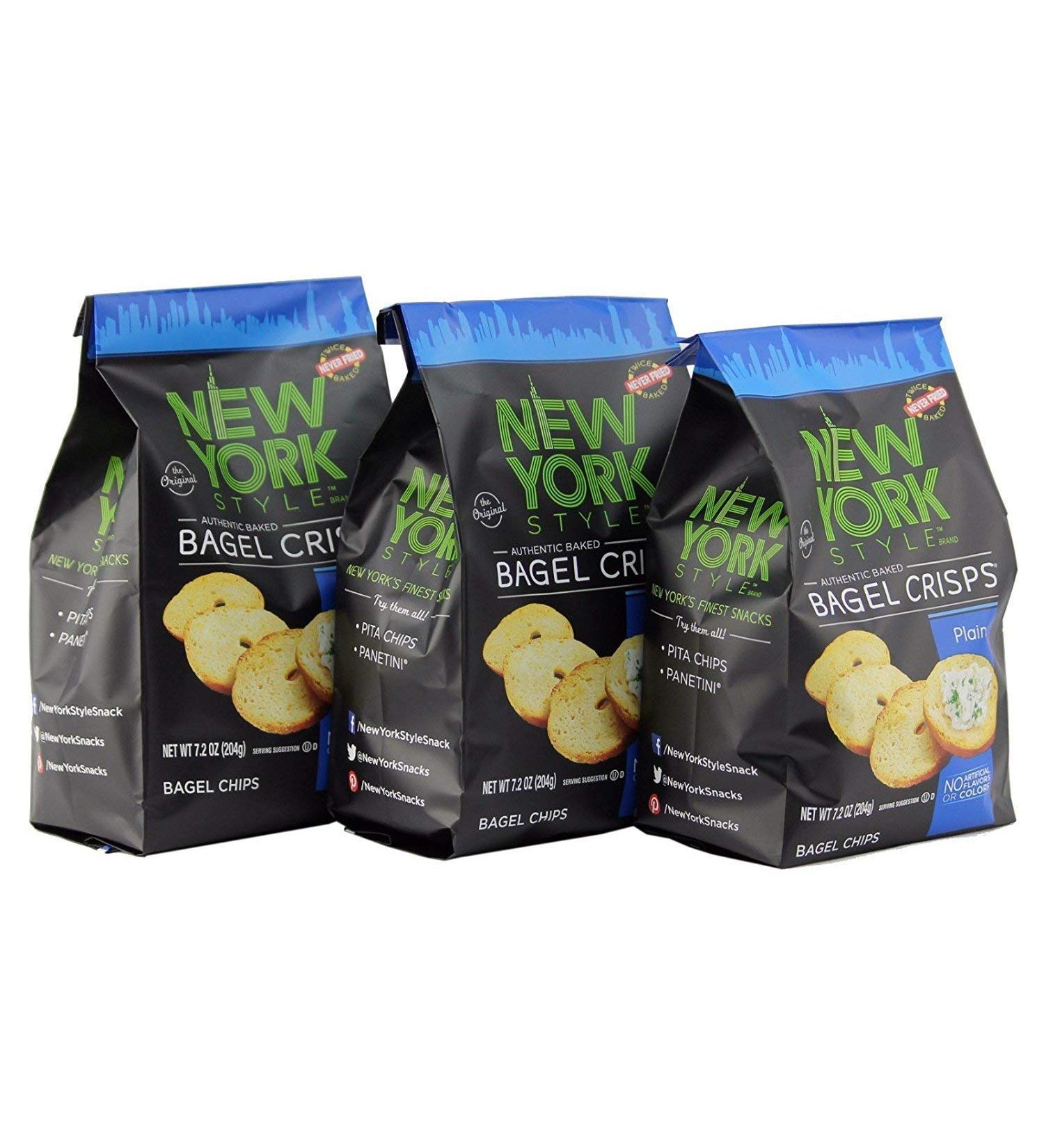 New York Style Bagel Crisps, Plain, 7.2 Ounce (Pack of 3)