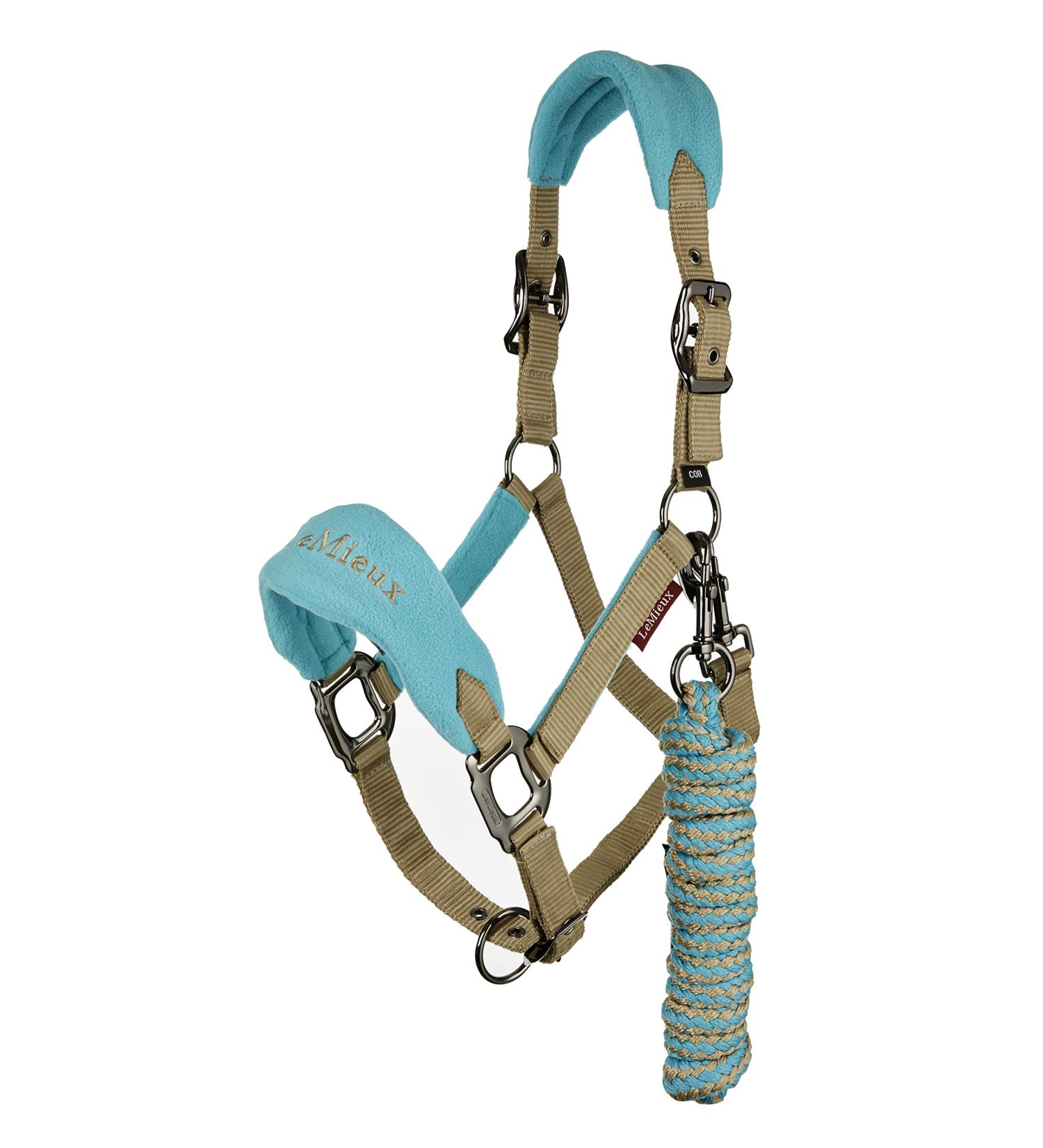 LeMieux Vogue Fleece Headcollar and Leadrope Halter Full Size Turquoise