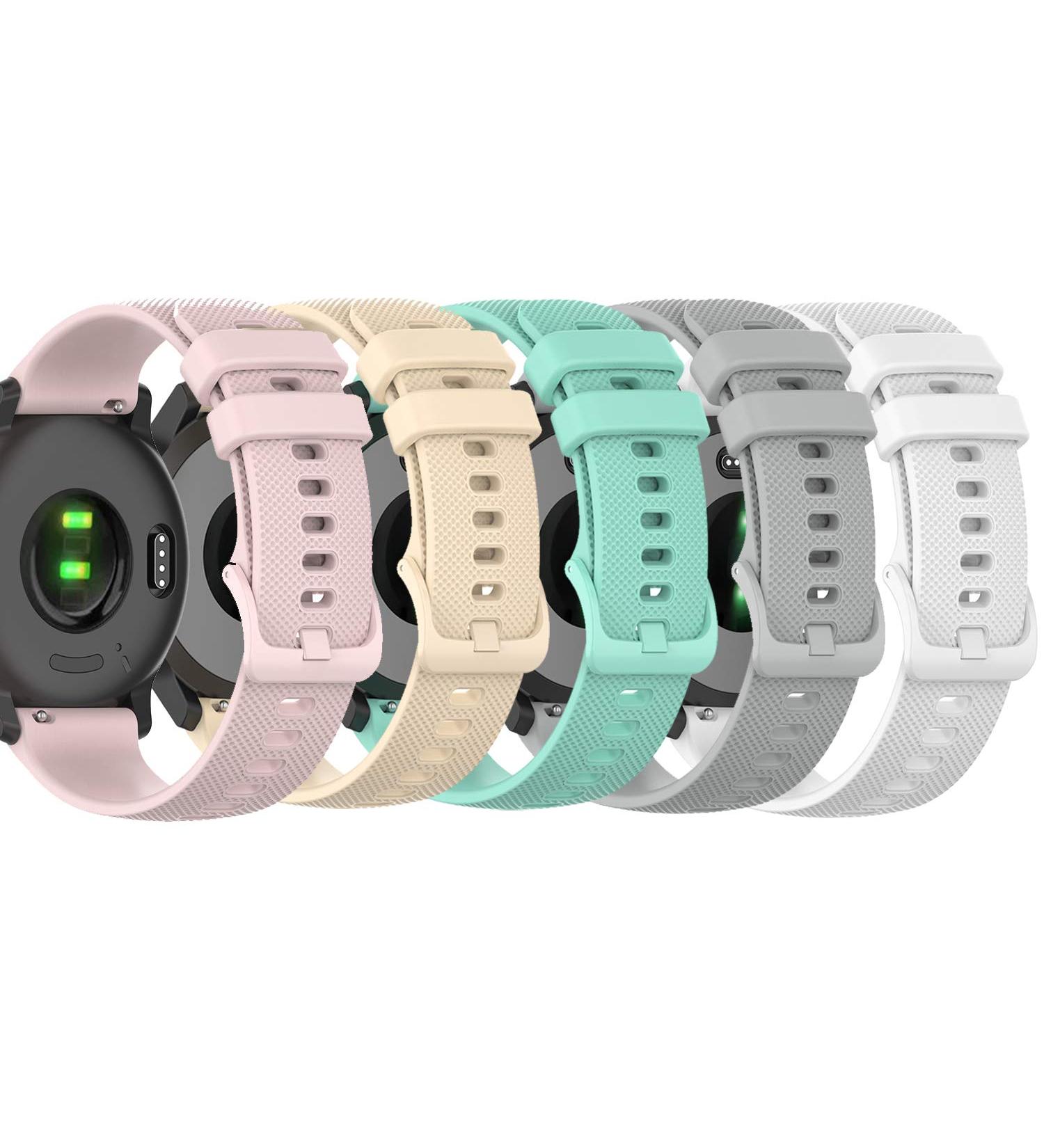 RuenTech Silicone Bands for Garmin Vivoactive 4S / Vivomove 3S - 18MM Replacement Straps in Pink/Beige/Teal/Orange/Sangria - Buy Online on GoSupps.com