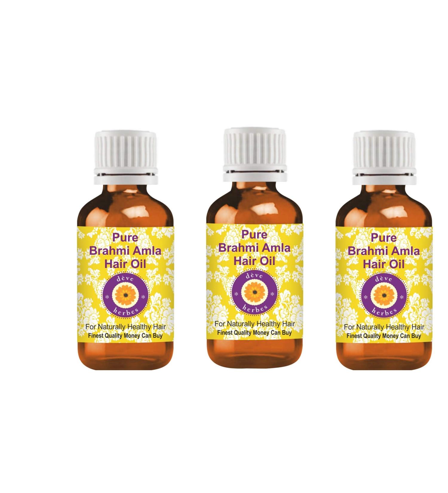Deve Herbes Pure Brahmi Amla Hair Oil 100 Natural Therapeutic Grade for Personal Care Pack of Three 100ml X 3 10 oz - Buy Online on GoSupps.com