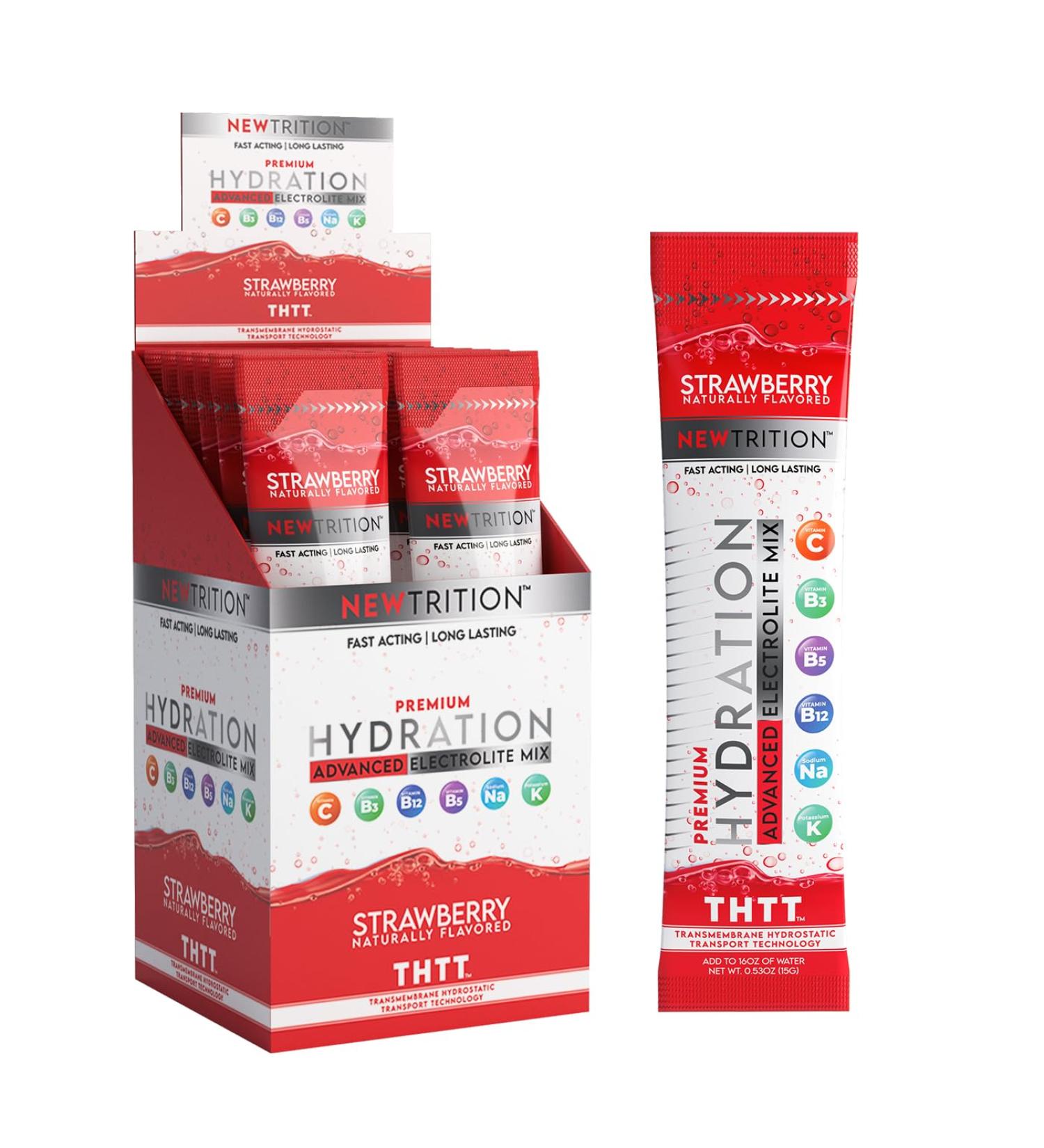 Hydration Powder Packets - Electrolyte Drink Mix with Vitamins C & D Naturally Flavored Strawberry 12 Servings - Fast Acting Hydration for International Shipping - Buy Online on GoSupps.com