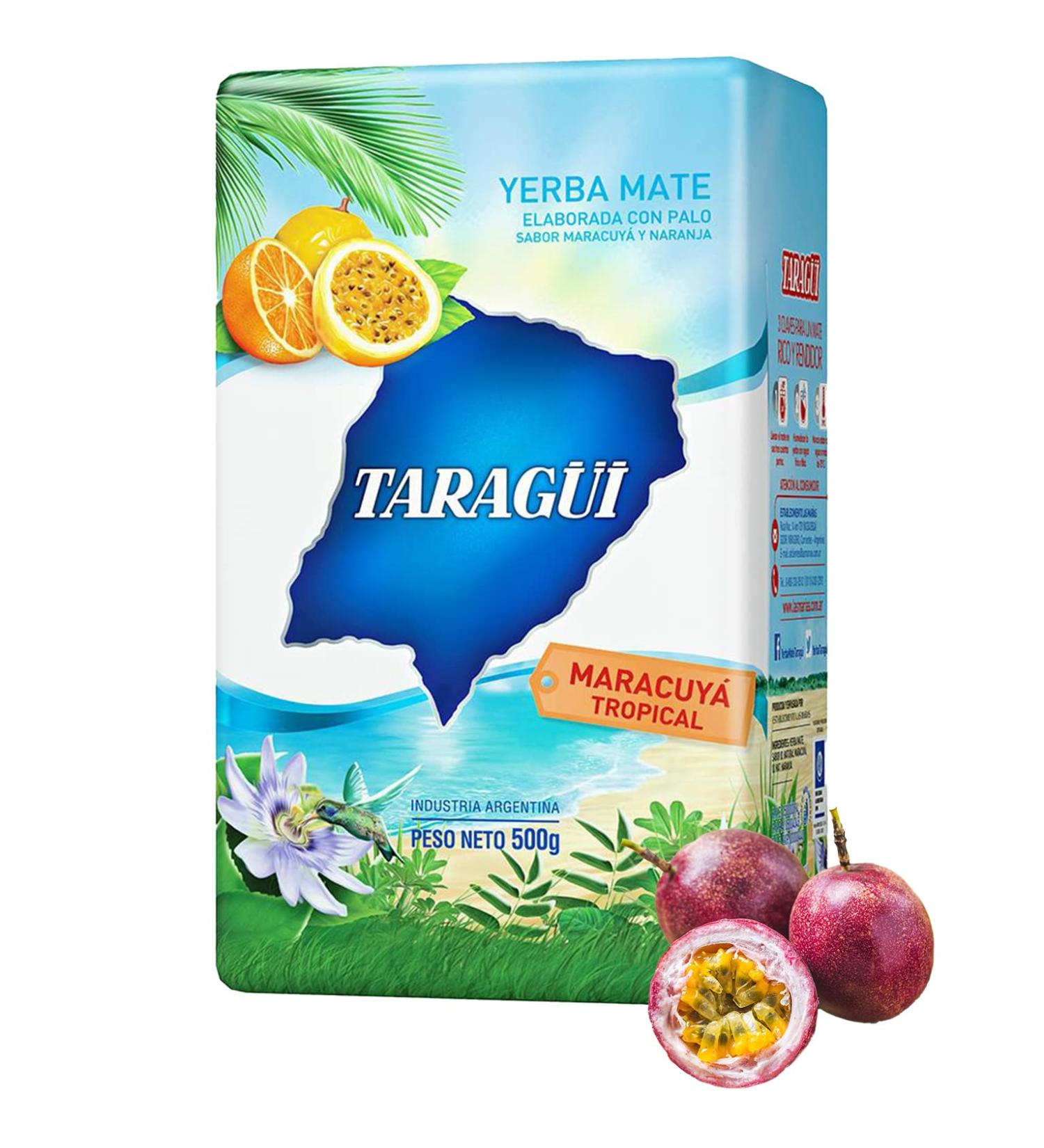 Taragui Yerba Mate Tea Maracuya Tropical 500g - Authentic Argentine Detox & Energy Drink | 12-Month Ripening - Buy Online on GoSupps.com