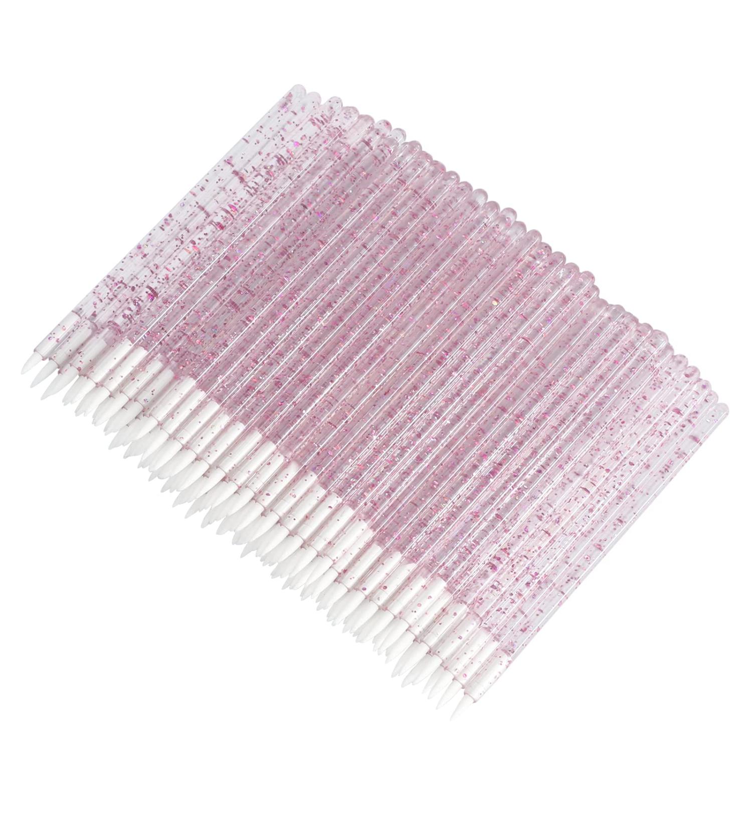 100PCS Disposable Eyeliner Makeup Brushes - Crystal Pink | Cosmetic Eye Wands - Buy Online on GoSupps.com