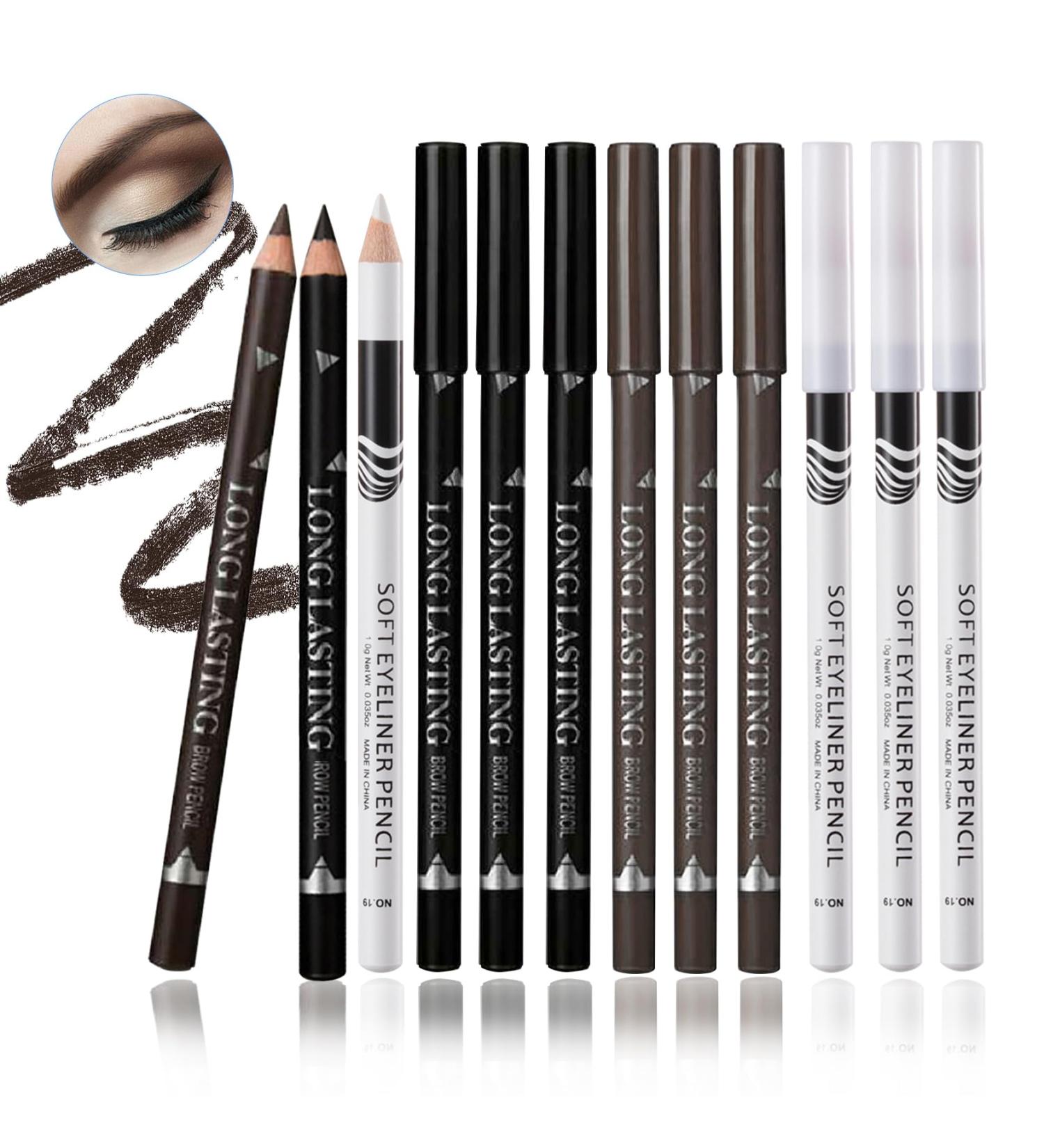 12PCS Eyeliner Pencil Black White Dark Brown Waterproof Eyeliner Pencil Pen Set Smudge-proof Long Lasting Matte Eye Liner Makeup Pencils Easy Apply Colored Eyeliner Pencil - Buy Online on GoSupps.com