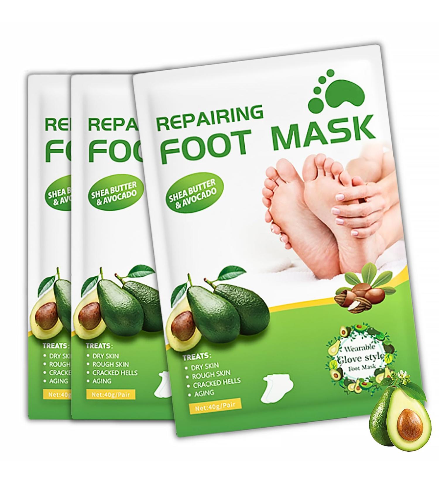 3 Pairs Foot Mask Socks Repairing Foot Mask Peel Foot Moisturiser Socks Baby Feet Foot Peel Foot Care Repair For Dry Feet Hard Cracked Heels Calluses Cuticles Rough Skin -Avocado Shea Butter & Avocado - Buy Online on GoSupps.com