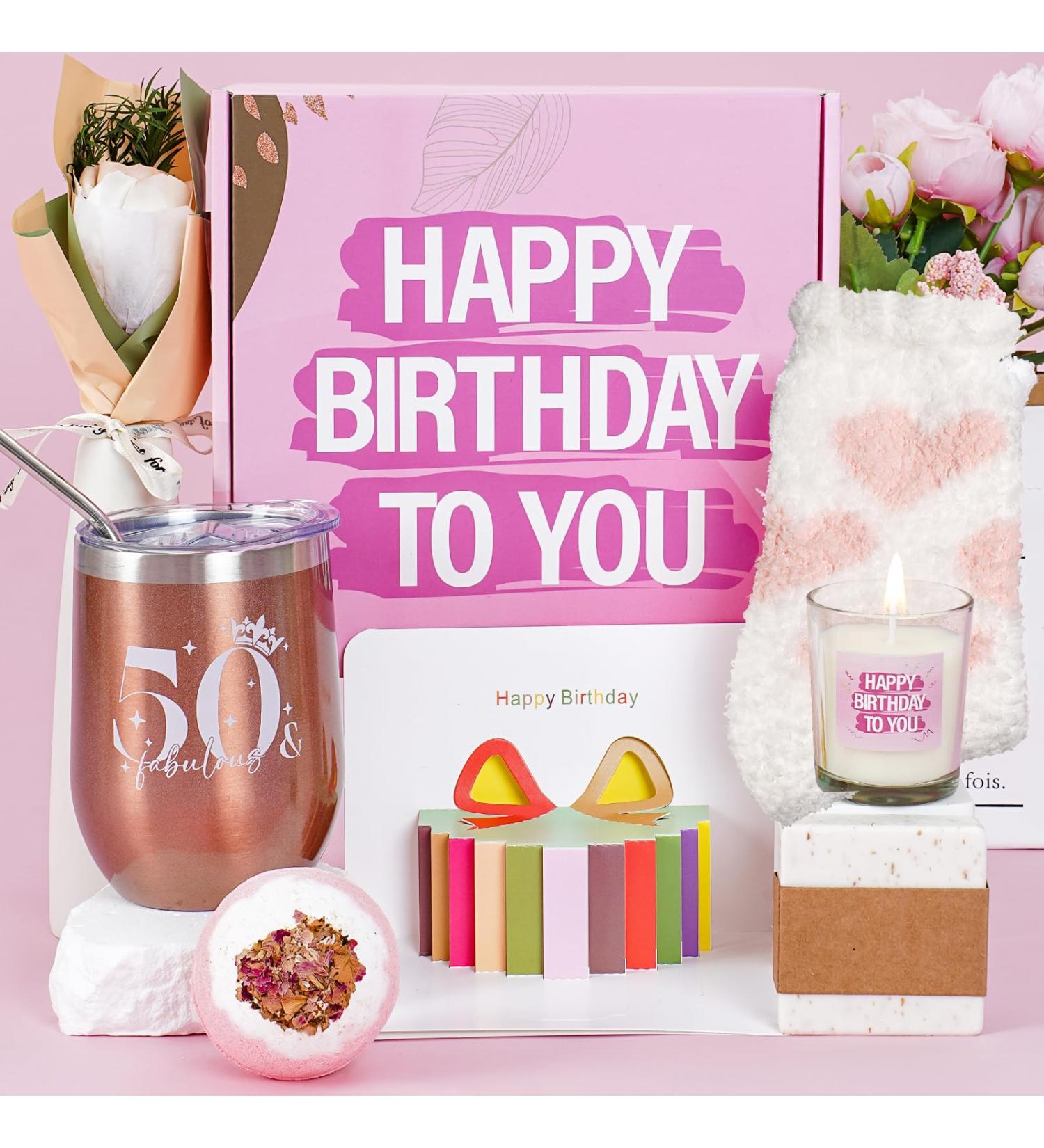 50th Birthday Gifts for Women | MEIGBFR Funny & Fabulous Gift Ideas Basket for Grandma Wife Aunt Mom - Celebrate 50 Years - Buy Online on GoSupps.com