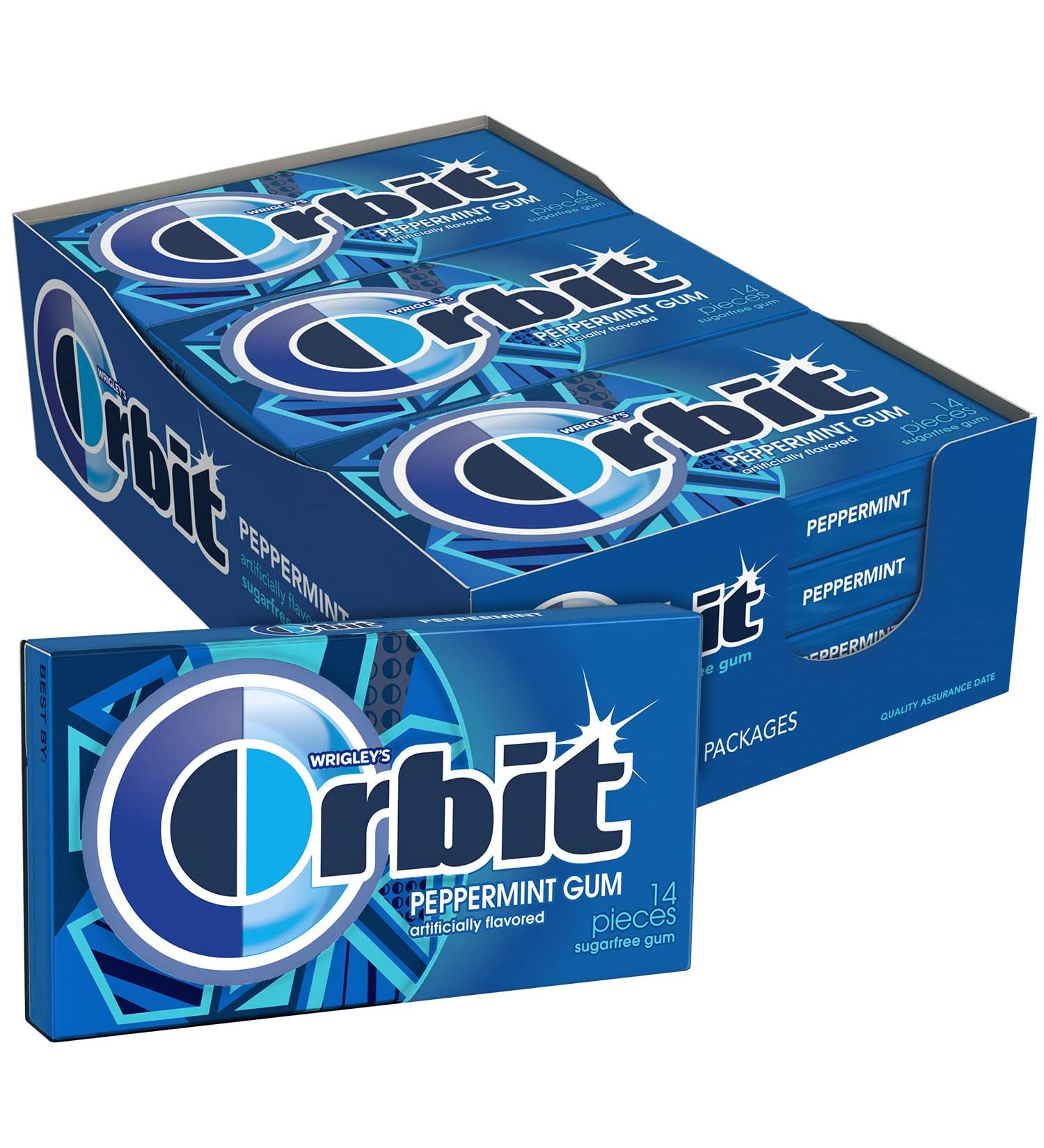 ORBIT Peppermint Sugarfree Chewing Gum 14 Pieces, Pack of 12 - Fresh Breath Anytime - Buy Online on GoSupps.com