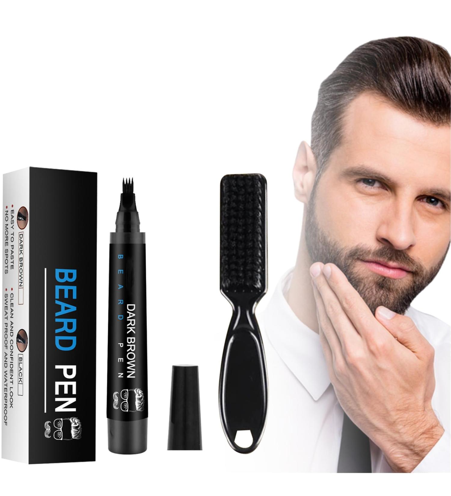 Men's Beard Pencil Filler - Waterproof Dark Brown Beard Pen and Brush - Natural Long-Lasting Coverage Mustache Kit for Styling and Thickening Facial Hair - Buy Online on GoSupps.com