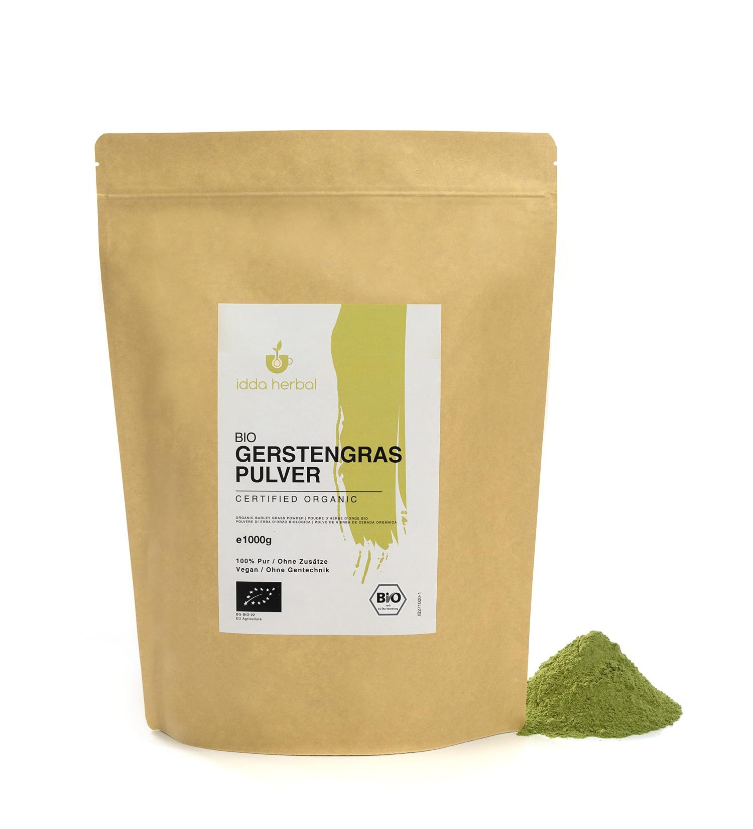 Organic Barley Grass Powder 1kg - 100% Natural & Vegan - Pure Barley Grass from Organic Cultivation - Buy Online on GoSupps.com