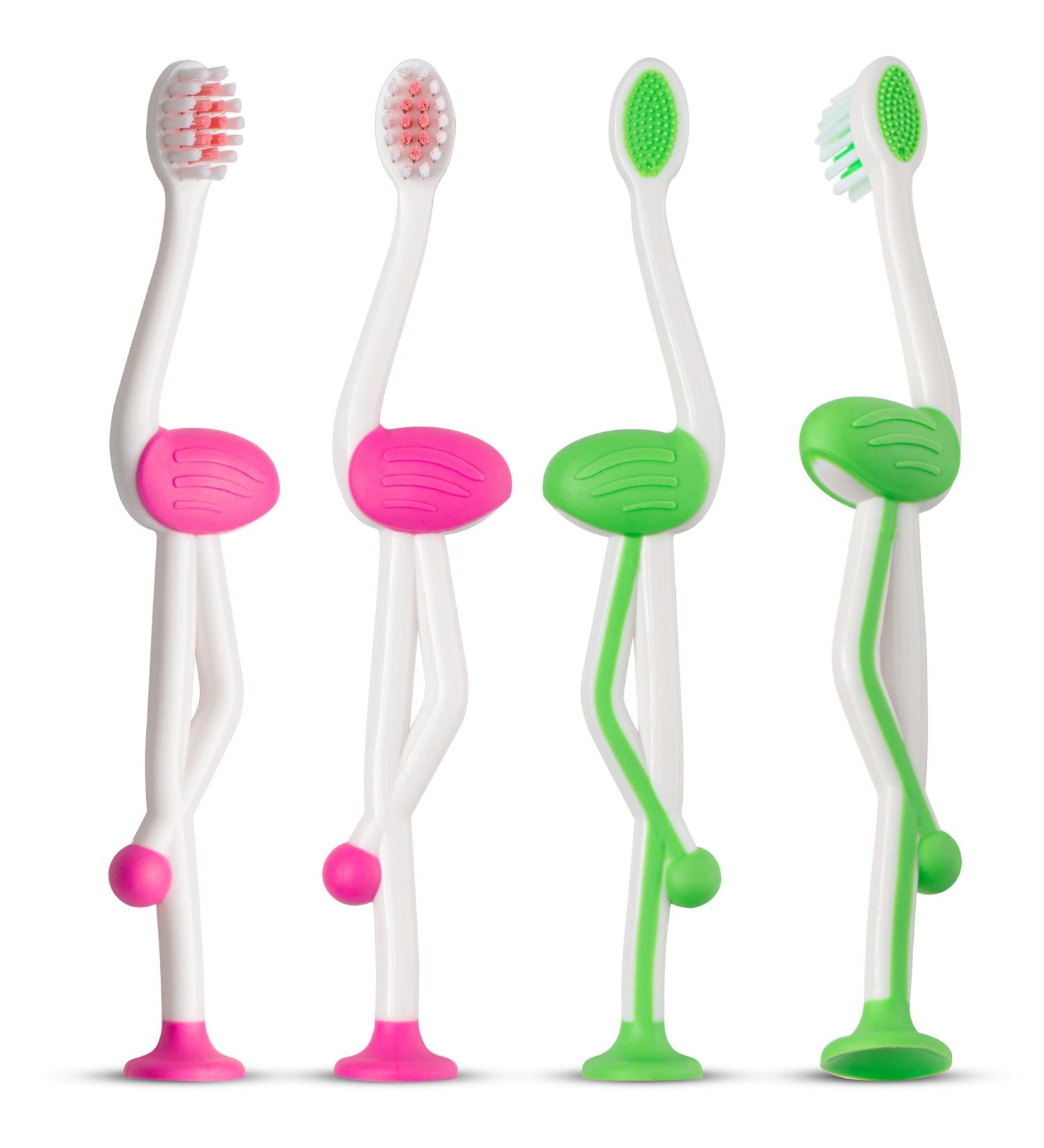 Safari Toddler Toothbrushes 4 Pack for Kids Age 2+ - Children's Toothbrush Set with Flamingo Design - Buy Online on GoSupps.com