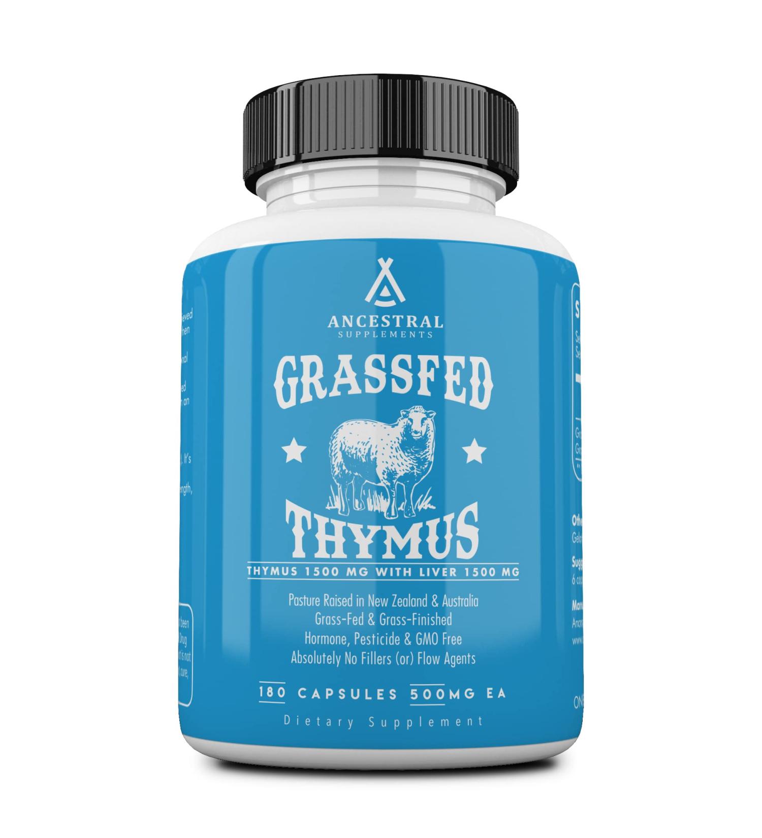 Ancestral Supplements Grass Fed Ovine Thymus Glandular Extract - Histamine & Immune Support, Non-GMO 180 Capsules - Buy Online on GoSupps.com