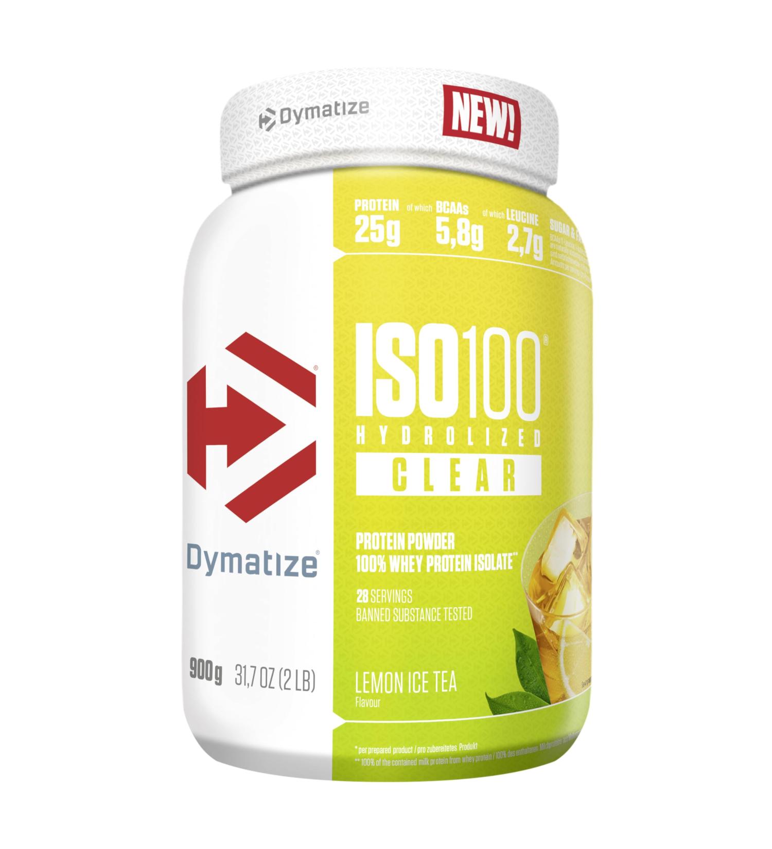 Dymatize ISO 100 Hydrolized Clear Lemon Ice Tea 900g Clear Whey Protein Hydrolysate + Isolate Powder - Buy Online on GoSupps.com