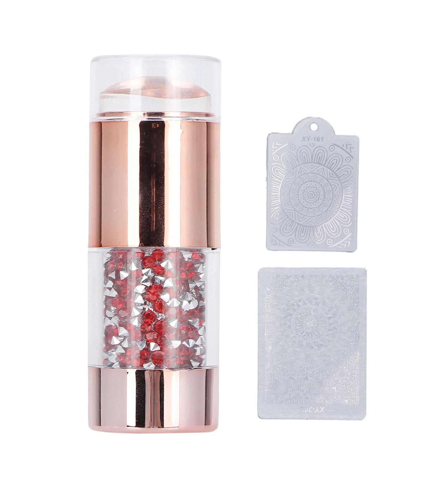 Nail Art Stamper Nail Stamping Tool Silicone Double Head Nail Stamper with Stamping Plates Manicure Tool Manicure Nail Art Tool Silicone Nail Art Printer Manicure Tool with Caps - Buy Online on GoSupps.com