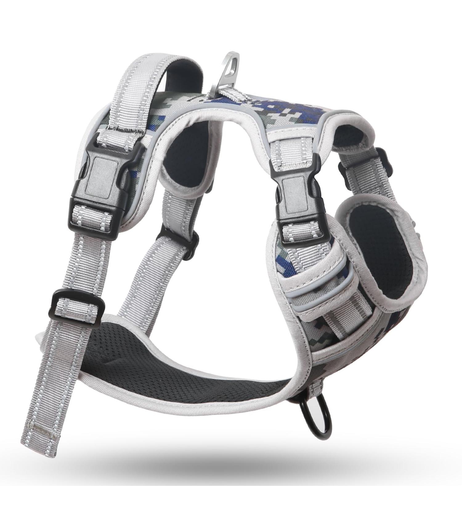 Buy Heele Adjustable Reflective Dog Harness for Large Dogs - Anti-Pull Padded Handle Camouflage Gray (43-86cm) | International Shipping Available - Buy Online on GoSupps.com