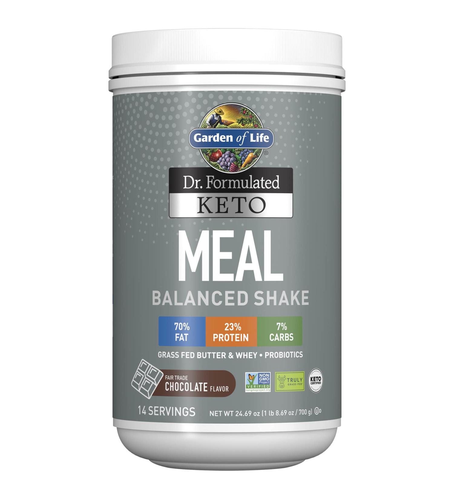 Garden of Life Dr. Formulated Keto Meal Shake - Chocolate 1.54 lbs (700g) | Balanced Low-Carb Nutrition - Buy Online on GoSupps.com