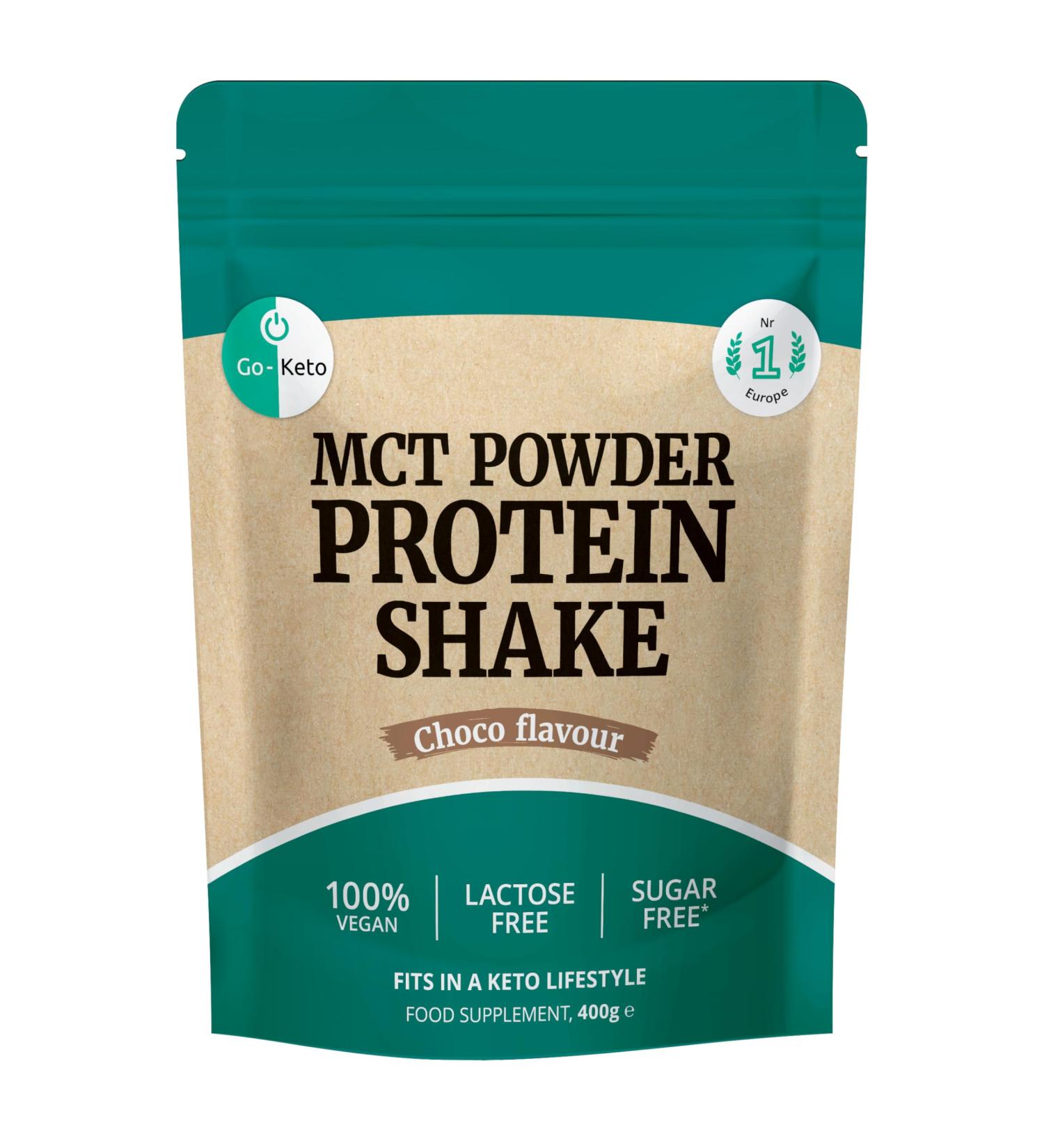 Go-Keto MCT Vegan Protein Shake Chocolate Powder 400g | TCM Coconut Oil for Keto Diet | Vegan Pea and Rice Protein Best Amino Acid Profile | Sugar and Lactose Free - Buy Online on GoSupps.com