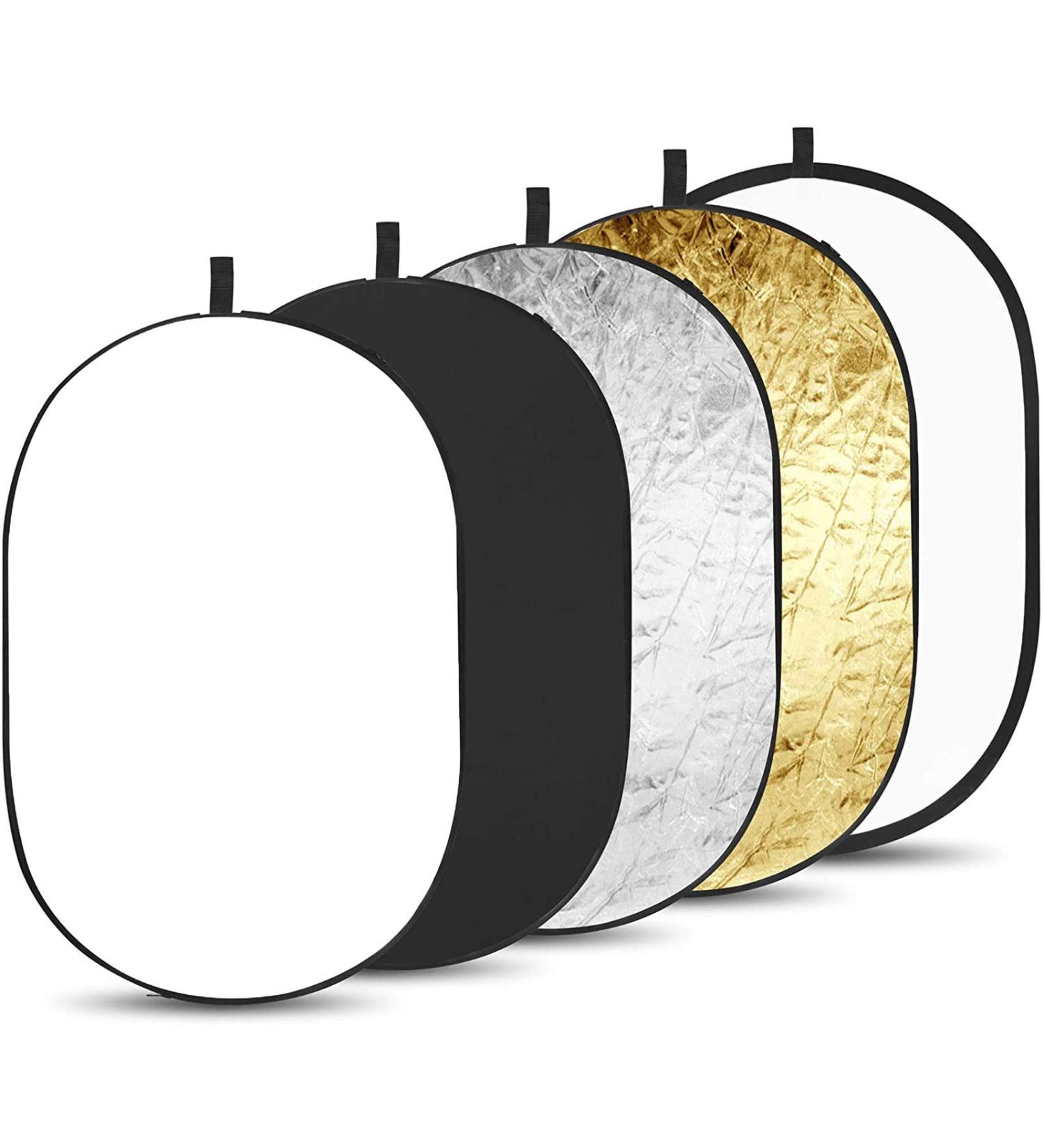 BDDFOTO 24x35 Inch 5-in-1 Ellipse Light Reflector for Studio and Outdoor Photography - Translucent Silver Gold White Black with Bag - Buy Online on GoSupps.com