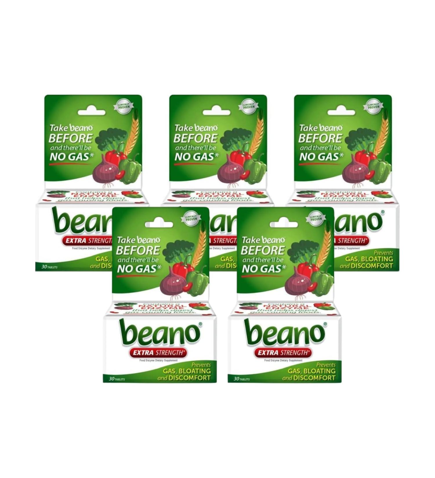 Beano Extra Strength Gas Prevention & Digestive Enzyme Supplement 30 Count (Pack of 5) - Buy Online on GoSupps.com
