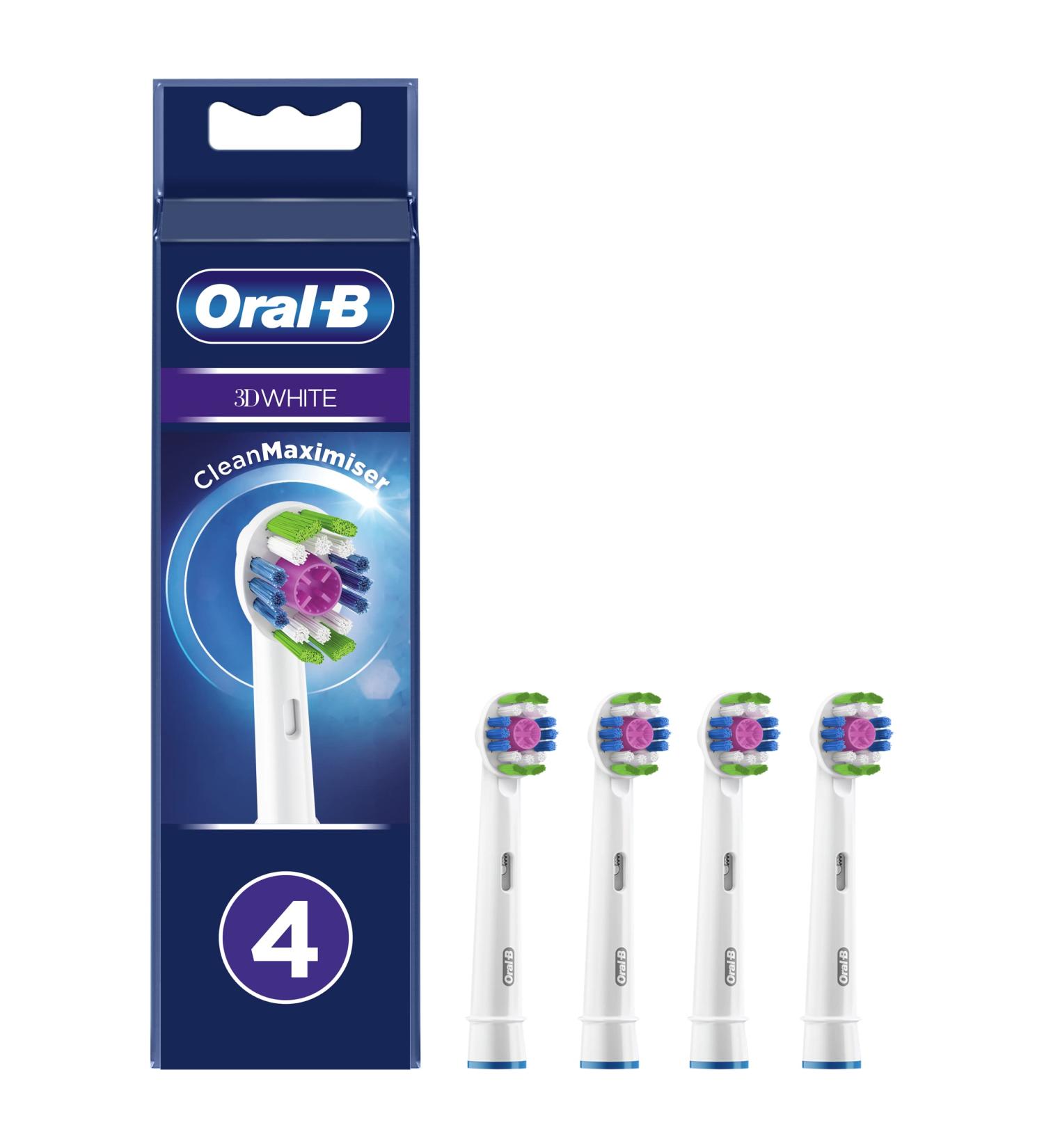 Oral-B White 3D Brush Head - 4 Pack | Original Cleaning Brush Body for Superior Oral Care | Fast International Shipping - Buy Online on GoSupps.com