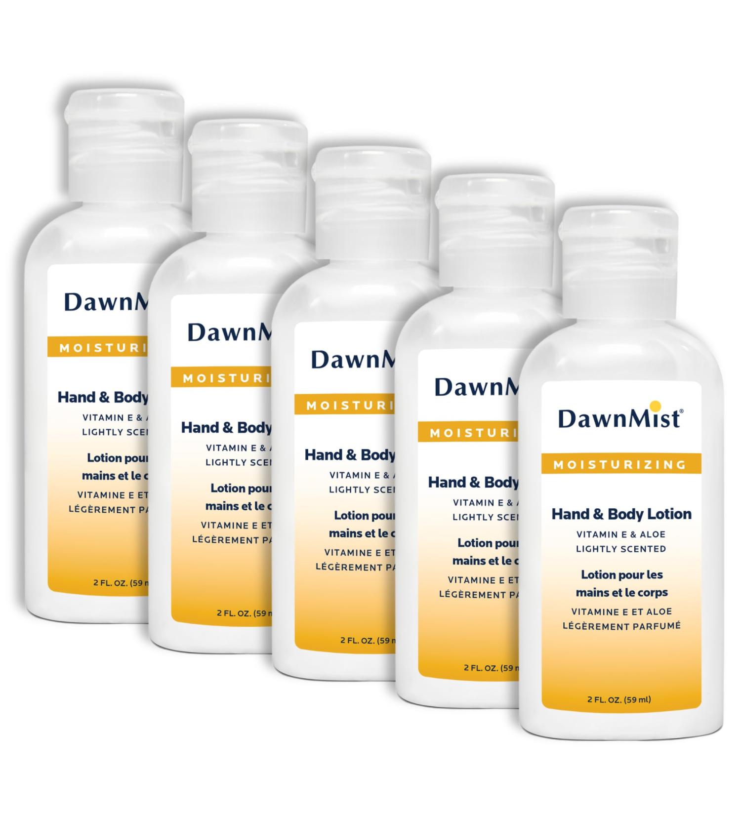 DawnMist Dukal Hand and Body Lotion with Dispensing Cap 2 oz. Pack of 5 Travel-Sized Moisturizing Bottles for Soft Hydrated Skin - Buy Online on GoSupps.com