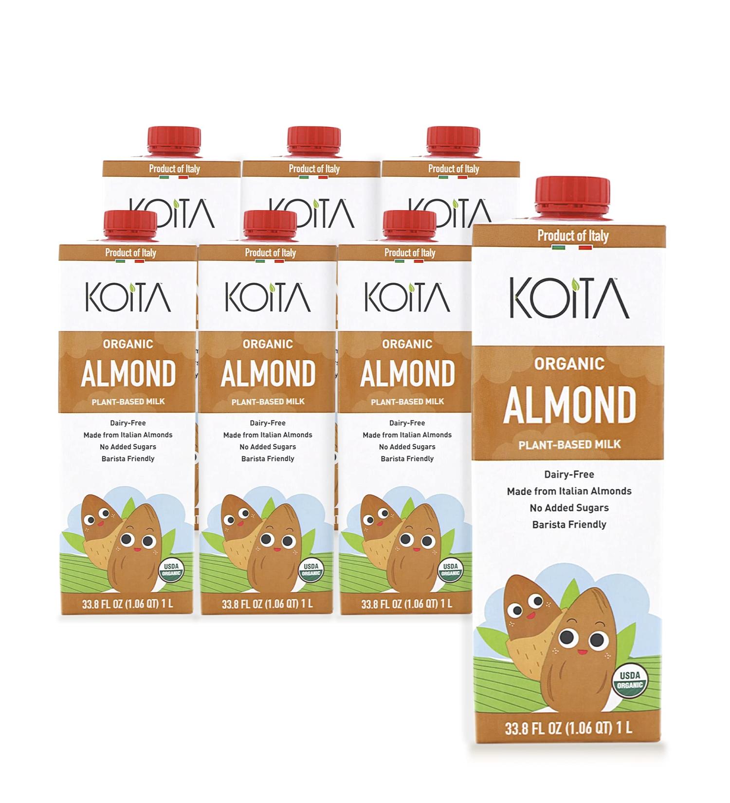 Koita Organic Almond Milk - Non-Dairy Plant-Based Nut Milk 1L (6-pack) - Buy Online on GoSupps.com