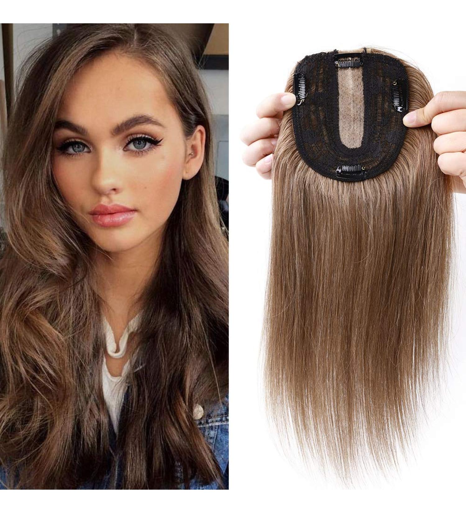 Buy Sego Hair Part Topper - Remy Real Hair Clip In Extensions for Women - Light Brown #6 - 40cm 50g - Thicker 130% Density - Buy Online on GoSupps.com