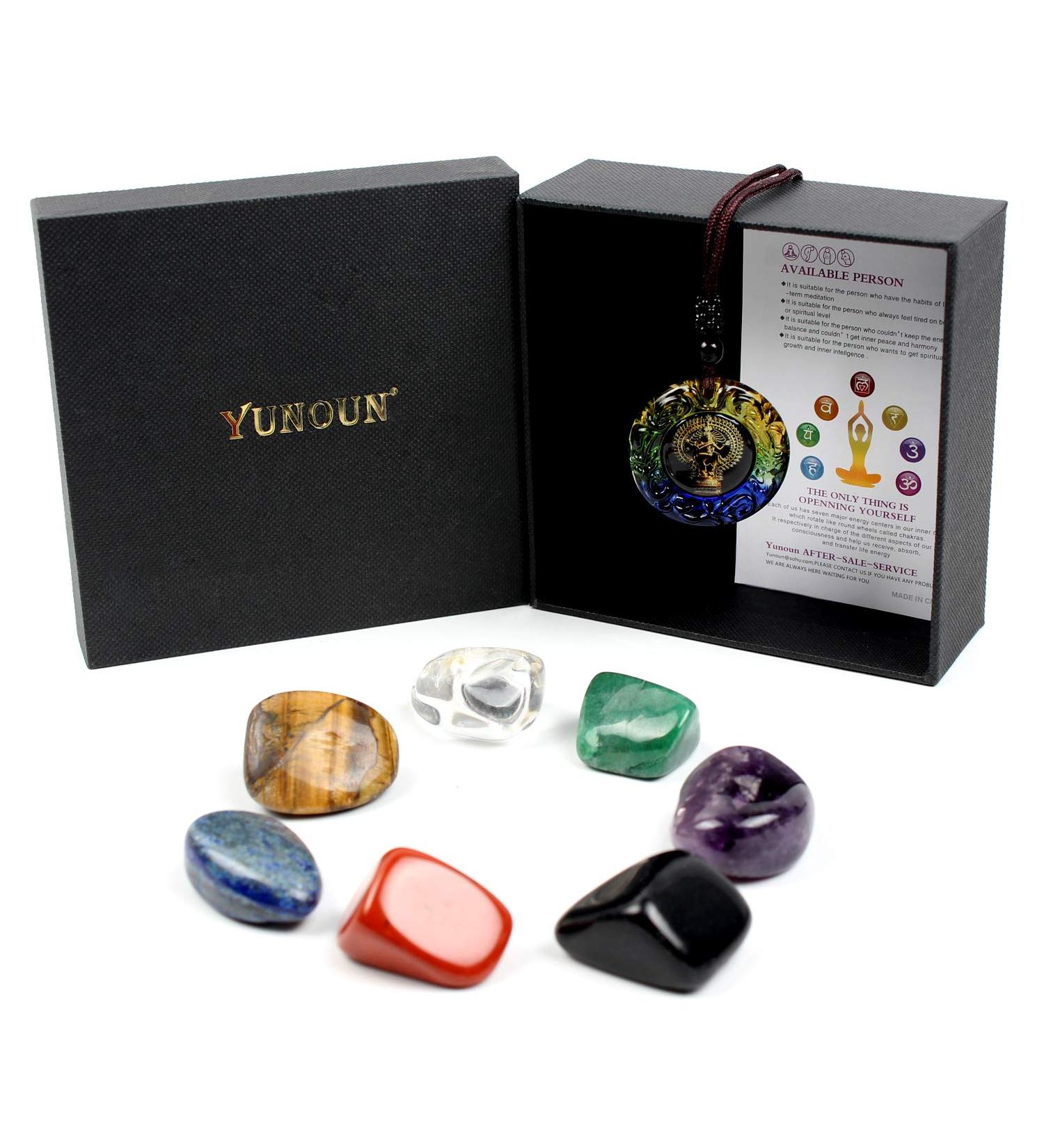 Yunoun Chakra Stones Healing Crystals Set for Meditation, Reiki & Energy Therapy - Buy Online on GoSupps.com