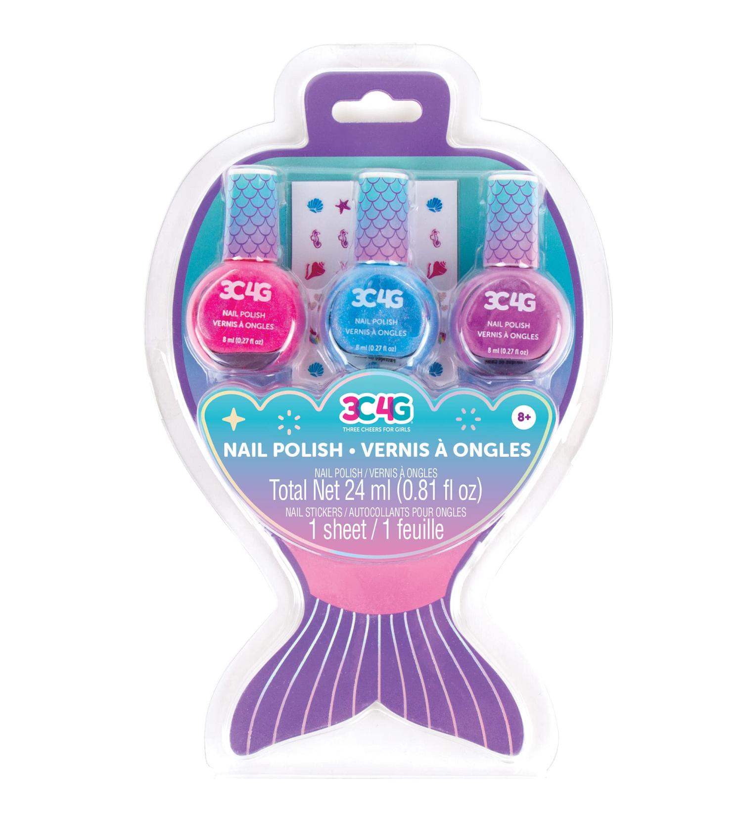 3C4G Mermaid Shimmer Nail Polish Trio - Hologram Set with Pink Blue & Purple Polish for Ages 8+ | Make It Real - International Shipping Available - Buy Online on GoSupps.com