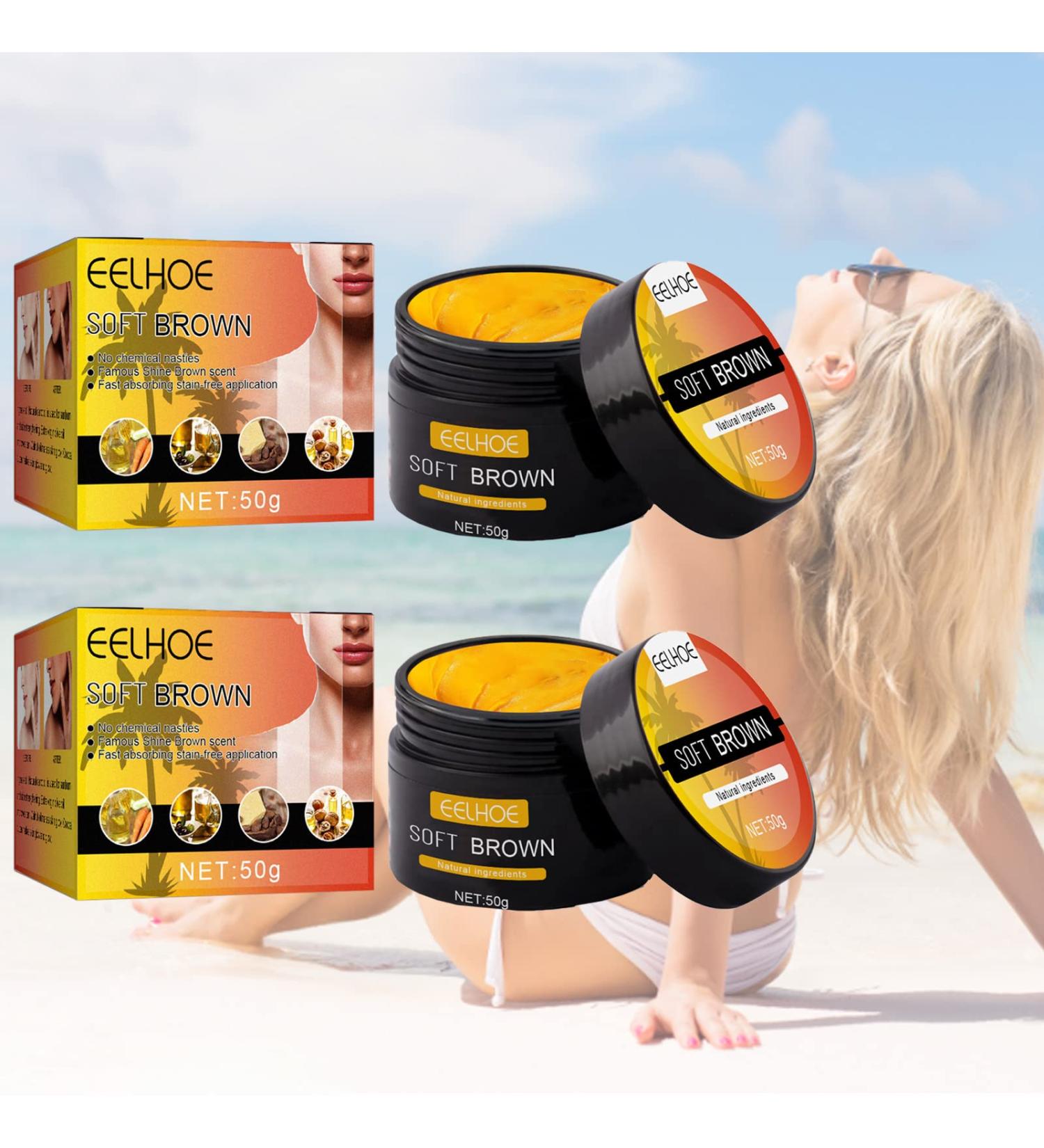 Eelhoe Tanning Gel Brown - 50g Intensive Tanning Accelerator Cream for Sunbeds & Outdoor Sun (2Pcs) - Buy Online on GoSupps.com
