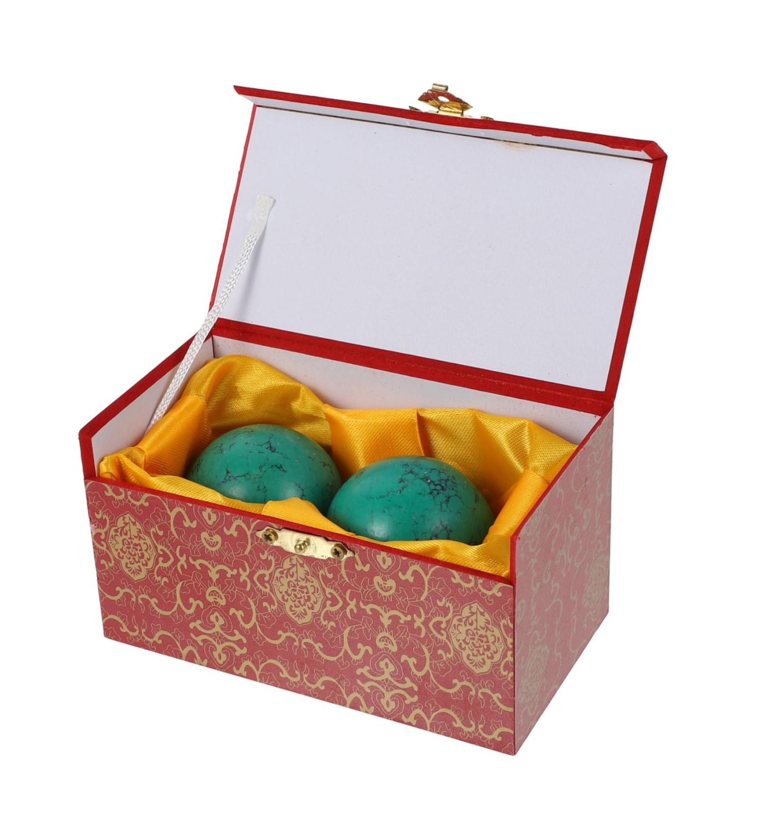 Magiclulu 2st Turquoise Baoding Balls - Handcrafted Green Gemstone Stress Relief & Fitness Gifts - Perfect Chinese Exercise Tool - Buy Online on GoSupps.com