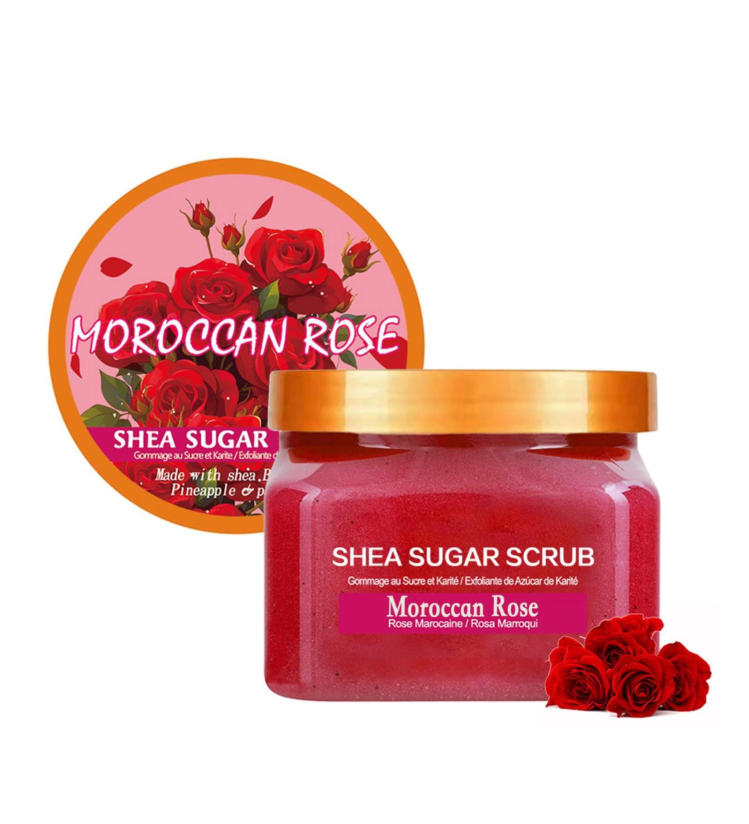 Facial Scrub Rose Sugar Scrub Ultra Hydrating and Exfoliating for Nourishing Essential Body Care Improves Acne Scars Blackheads Pore Size and Skin Texture