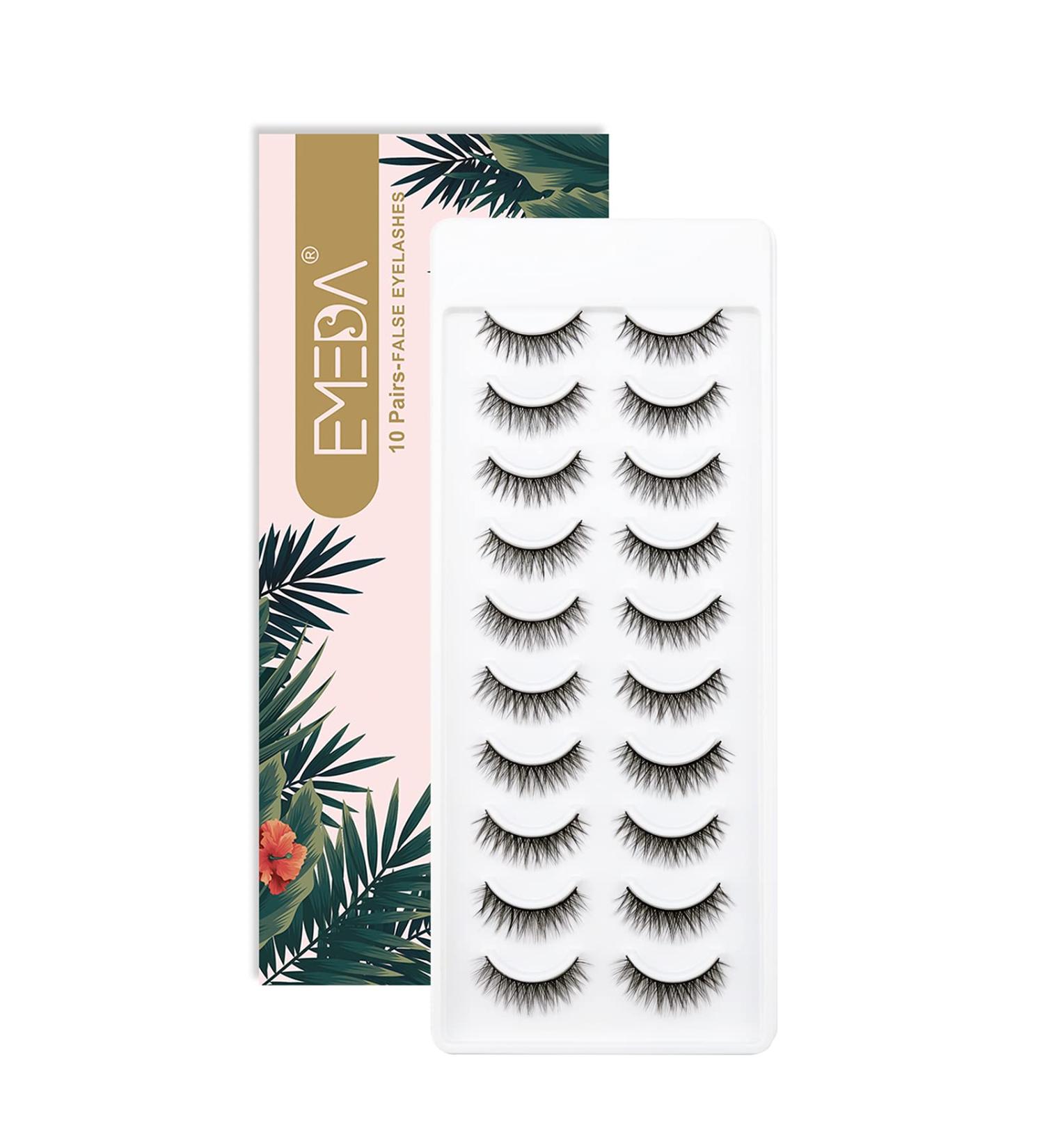 Emeda 3D Soft & Fluffy Cat Wing False Eyelashes - 10 Pairs of Natural Black Stripe Lashes (SK 20) - International Shipping Available - Buy Online on GoSupps.com