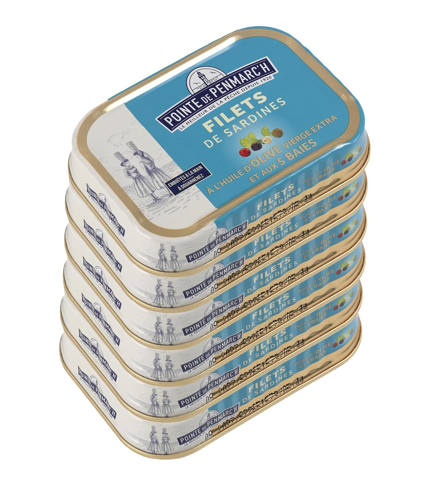 Sardine fillets in olive oil and 5 berries Pointe de Penmarc'h 100 g box - Delivery in 2 to 3 working days from Brittany - Buy Online on GoSupps.com