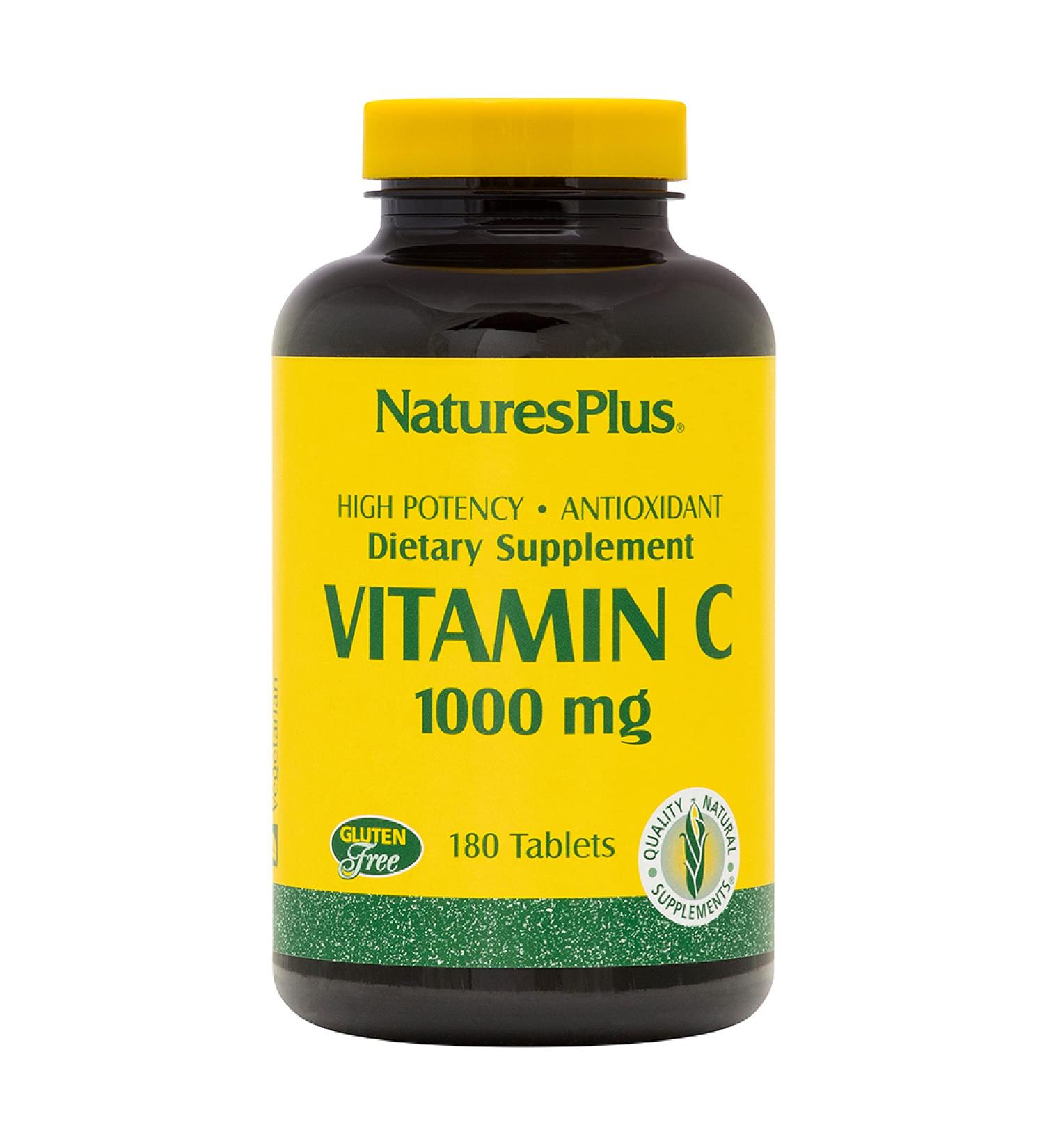 Nature's Plus Vitamin C 1000 mg - 180 Tablets for Immune Support & Antioxidant Boost - Buy Online on GoSupps.com