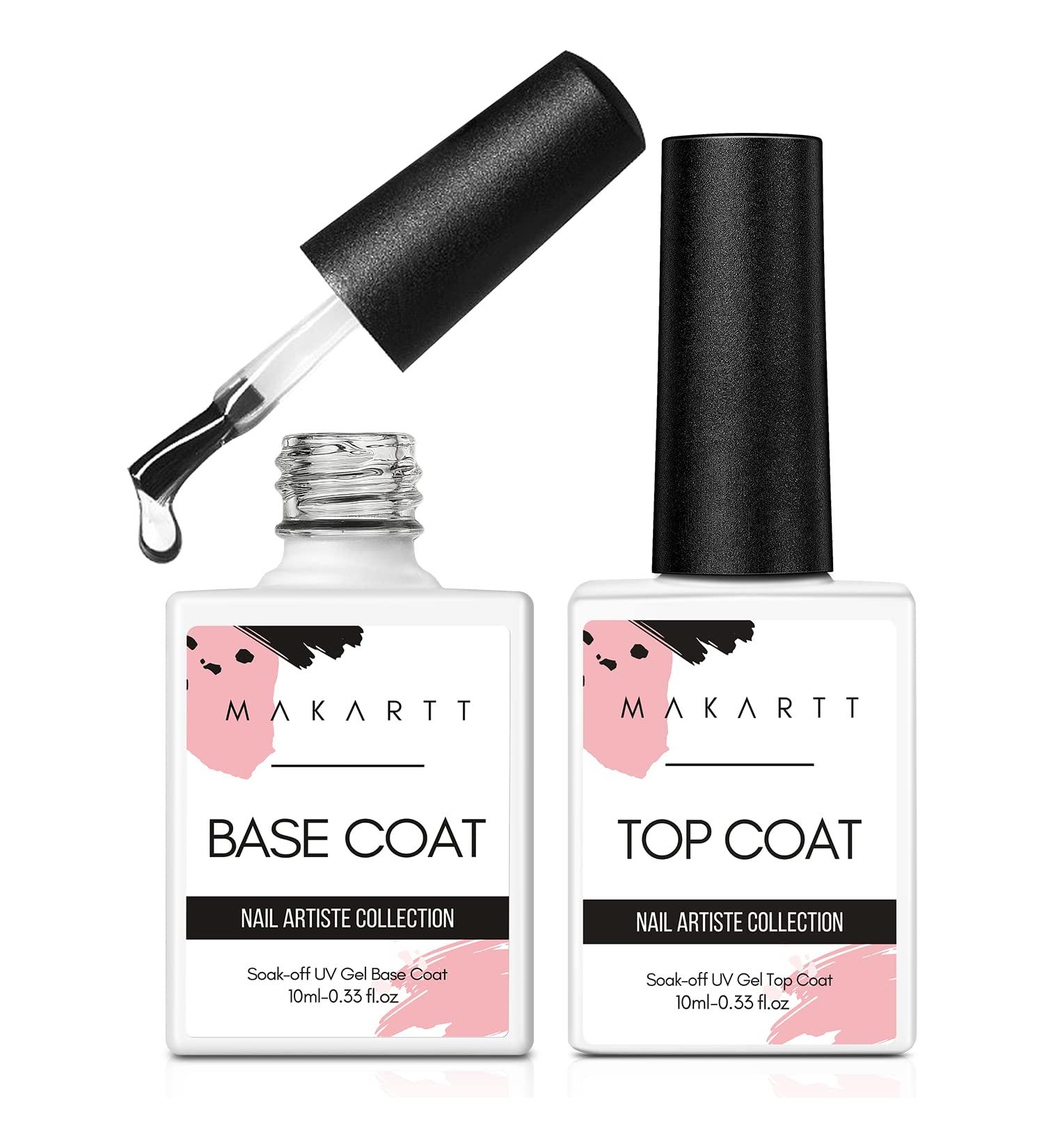 Makartt No Wipe Base and Top Coat Kit - 2pcs 10ml Soak Off Nail Gel Set - Buy Online on GoSupps.com