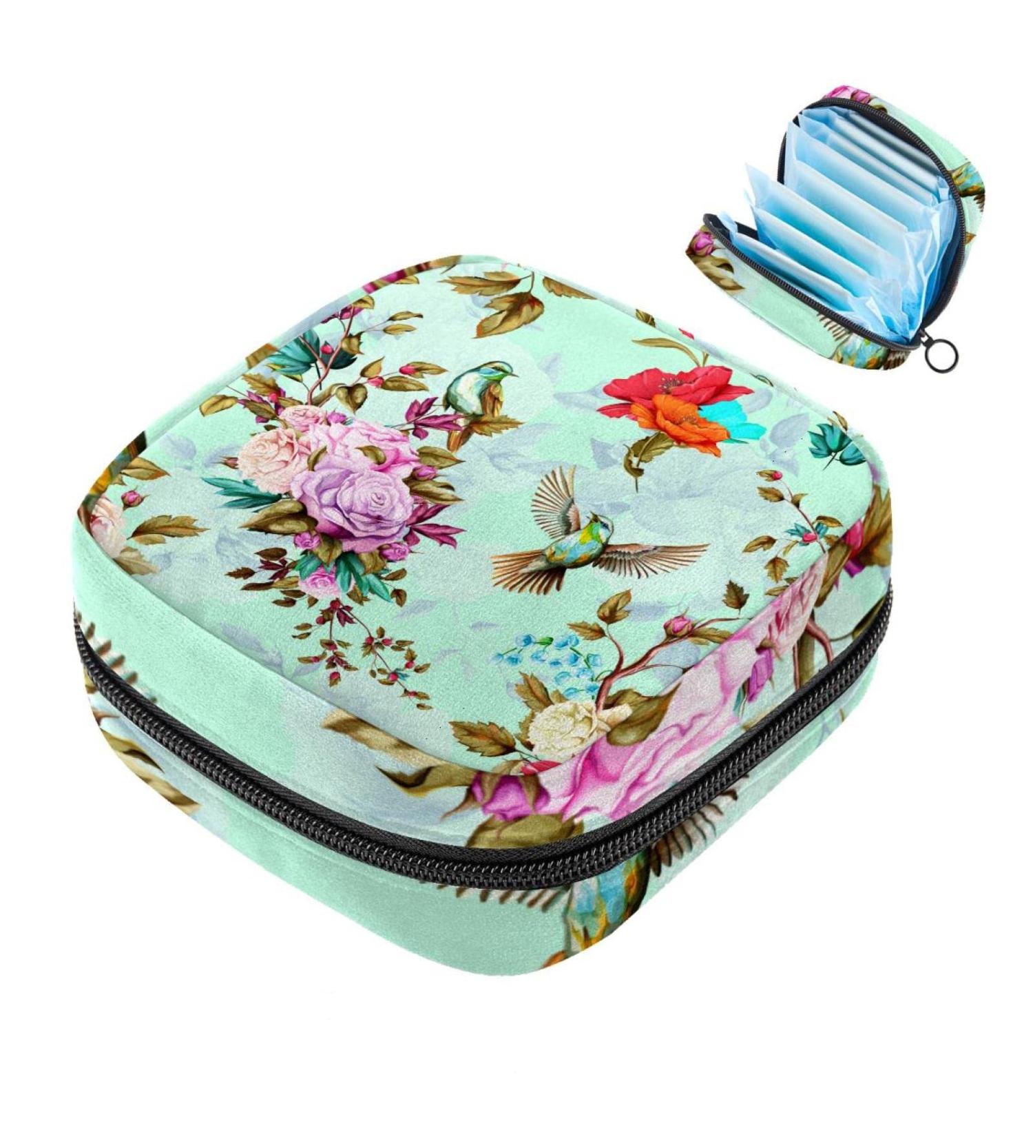 Watercolor Roses Menstrual Cup Pouch for Girls & Women - Large Storage Bag for Sanitary Products - Multicoloured - Buy Online on GoSupps.com