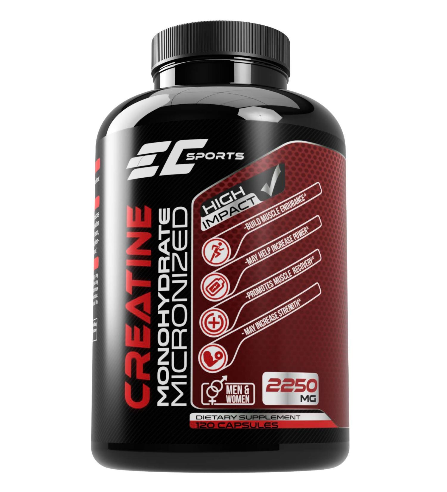 Creatine Monohydrate Micronized Increase Strength Improve Performance and Promote Recovery 120 Capsules