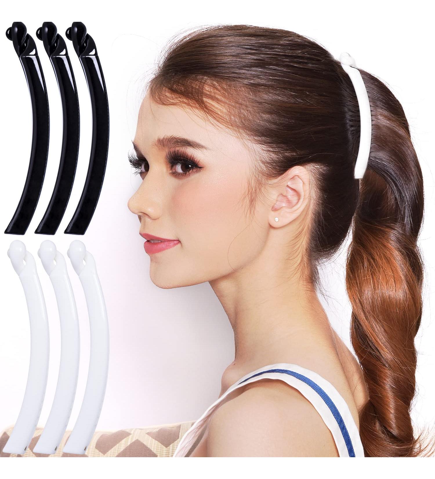 Buy RC Roche 6-Piece Ponytail Banana Clasp Set for Women & Girls - Fish Teeth Claws in Black & White | Medium Size Perfect for Styling & Hold - Buy Online on GoSupps.com